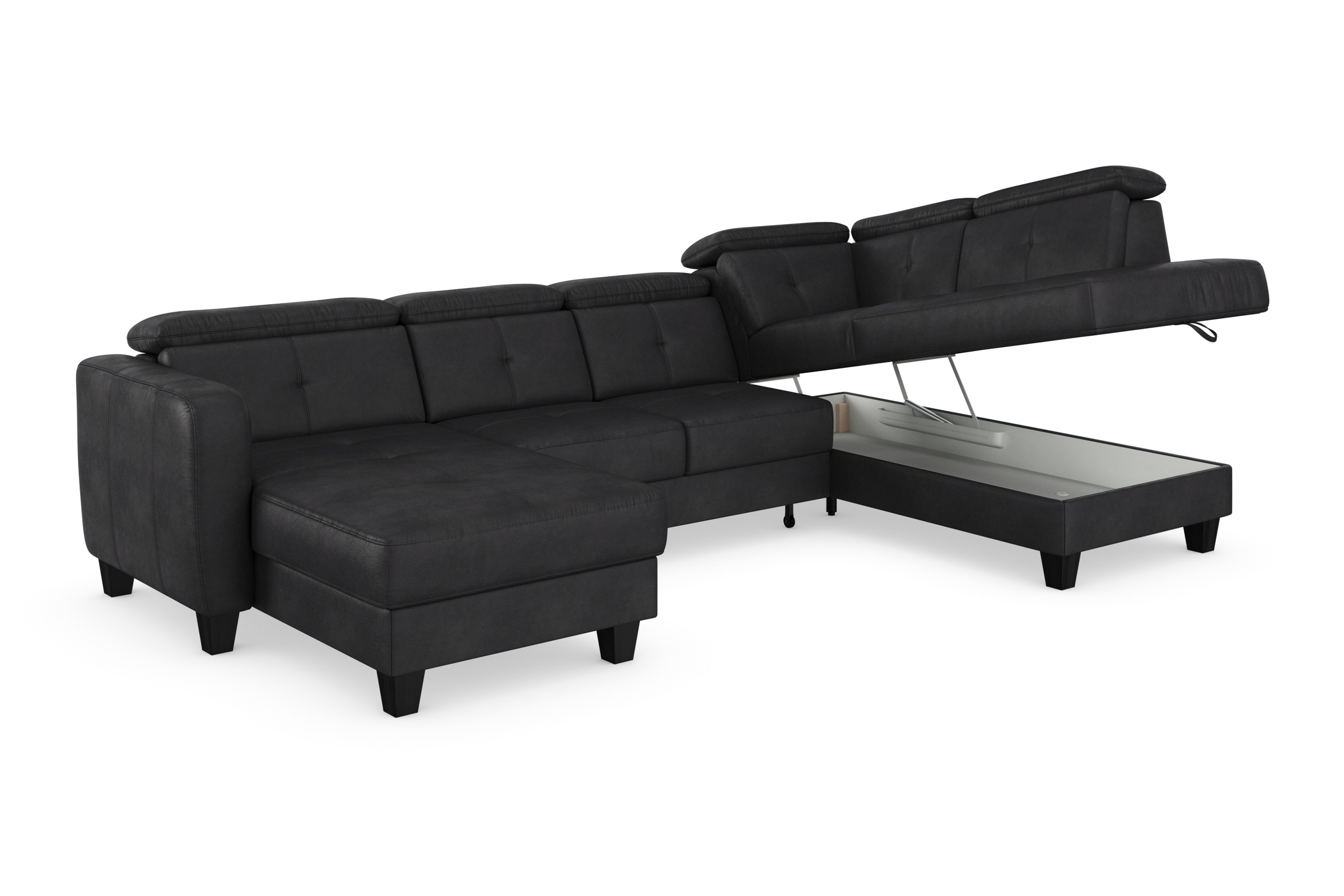 sit&more Wohnlandschaft »Belluci U-Form«, Kopfteilverstellung und Federkern, wahlweise mit Bettfunktion