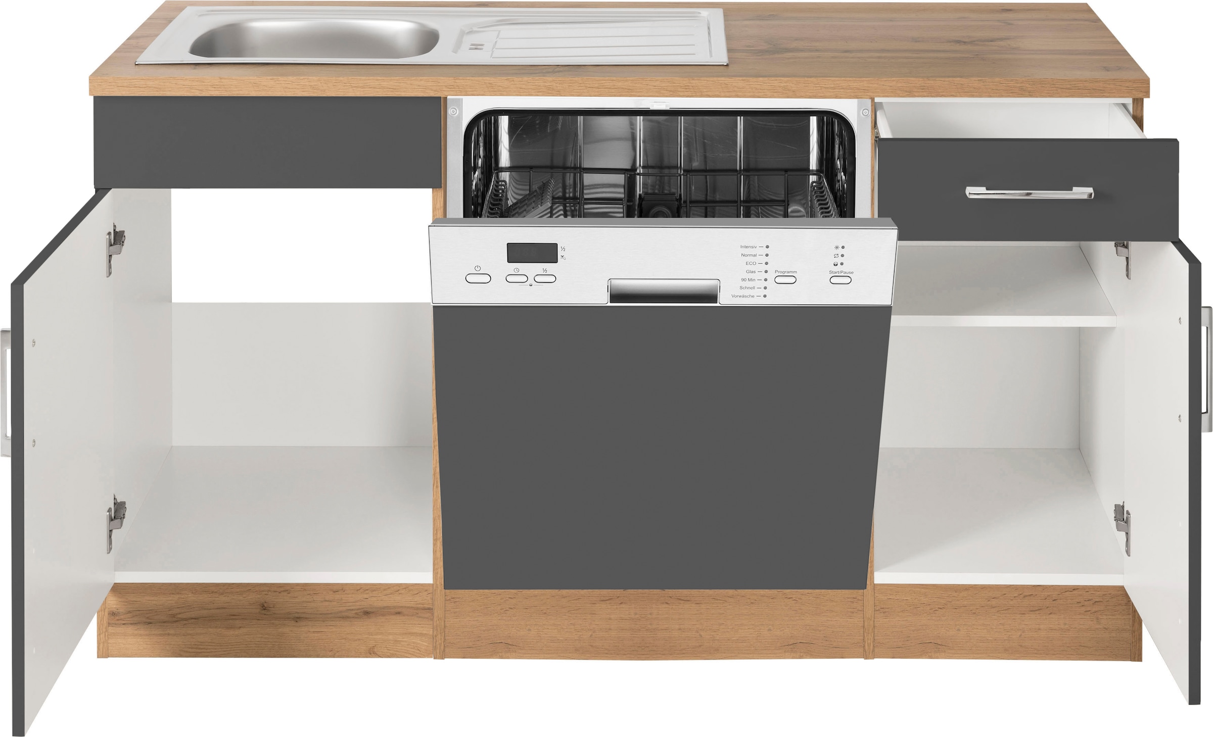KOCHSTATION Winkelküche »KS-Colmar«, mit E-Geräten, Stellbreite 210/360 cm