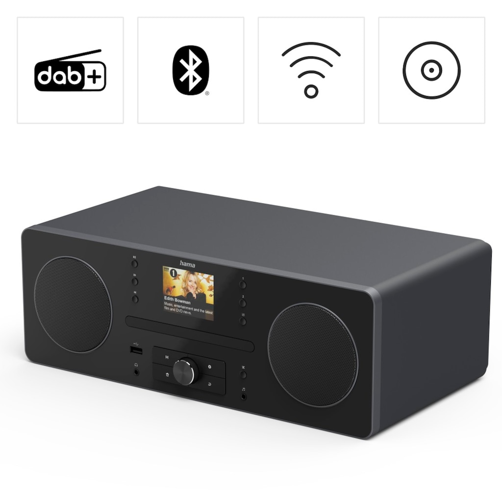 Hama Digitalradio (DAB+) »Digitalradio (Internetradio, Radiowecker, CD-Player, Bluetooth, App)«, (Bluetooth-WLAN Digitalradio (DAB+)-Internetradio 10 W)