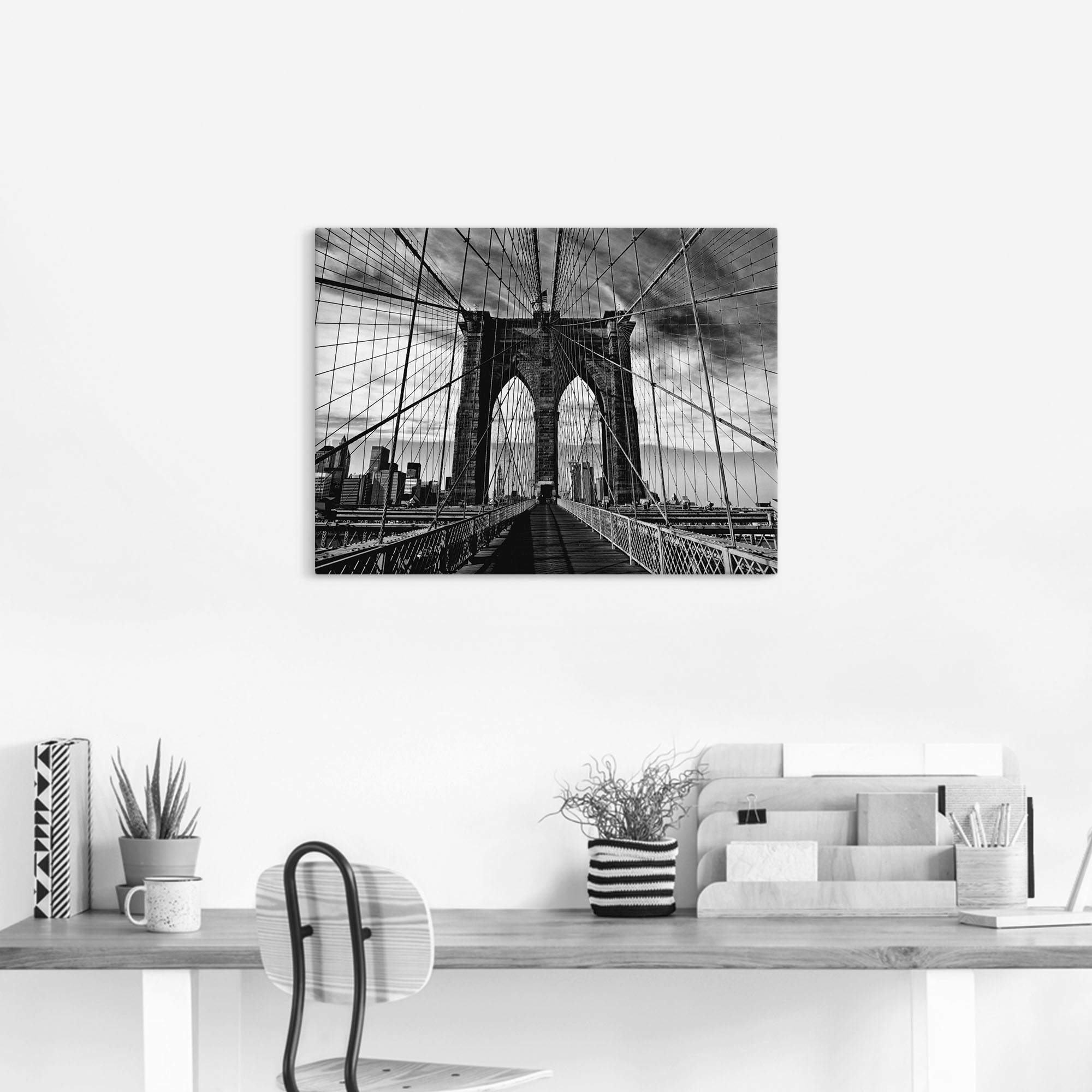 Artland Wandbild »Brooklyn Bridge - schwarz/weiss«, Brücken, (1 St.), als Alubild, Outdoorbild, Leinwandbild, Poster in verschied. Größen