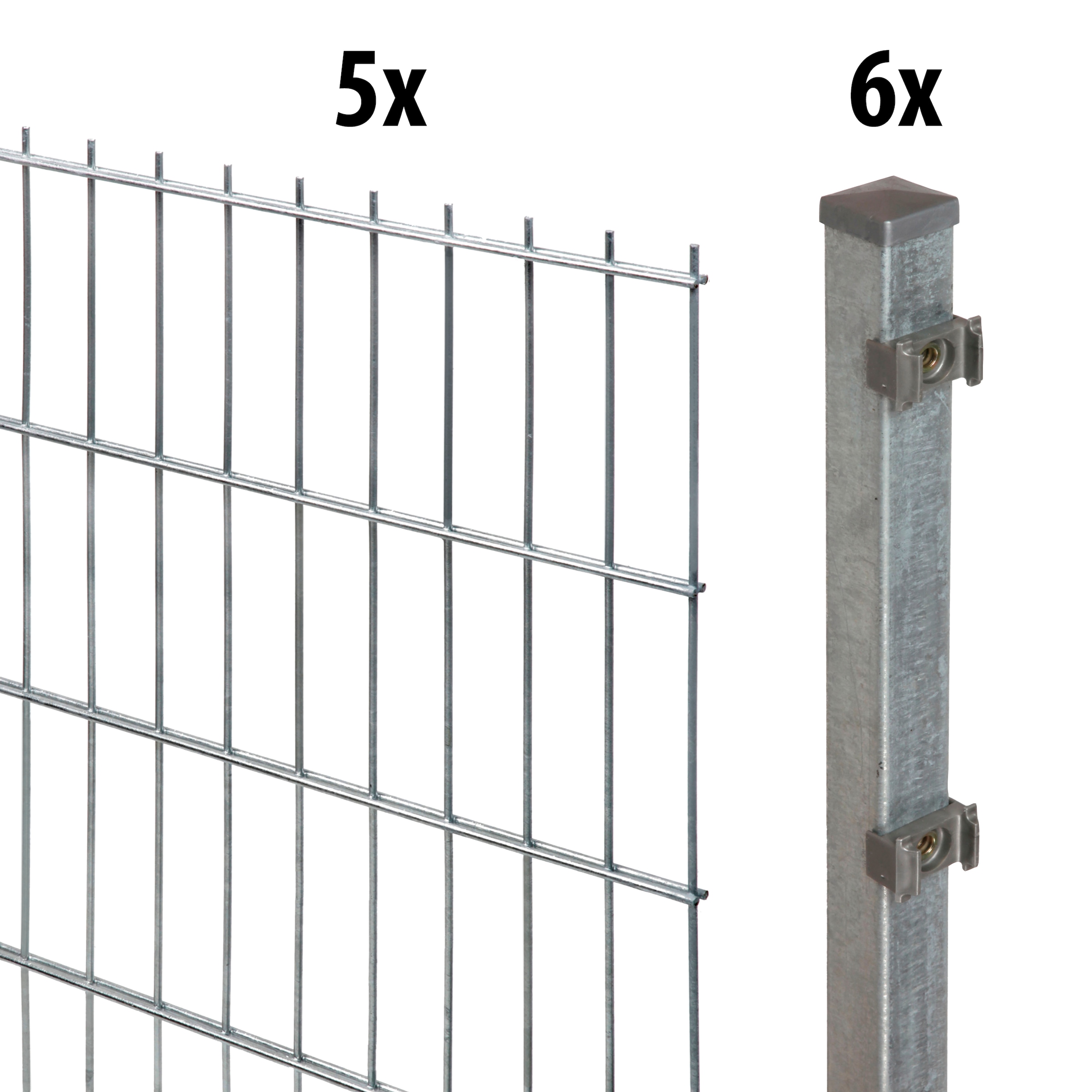GARDEN 'N' MORE Doppelstabmattenzaun »Standard«, 5 Elemente für 10 m, LxH: 200 x 143 cm, mit 6 Pfosten