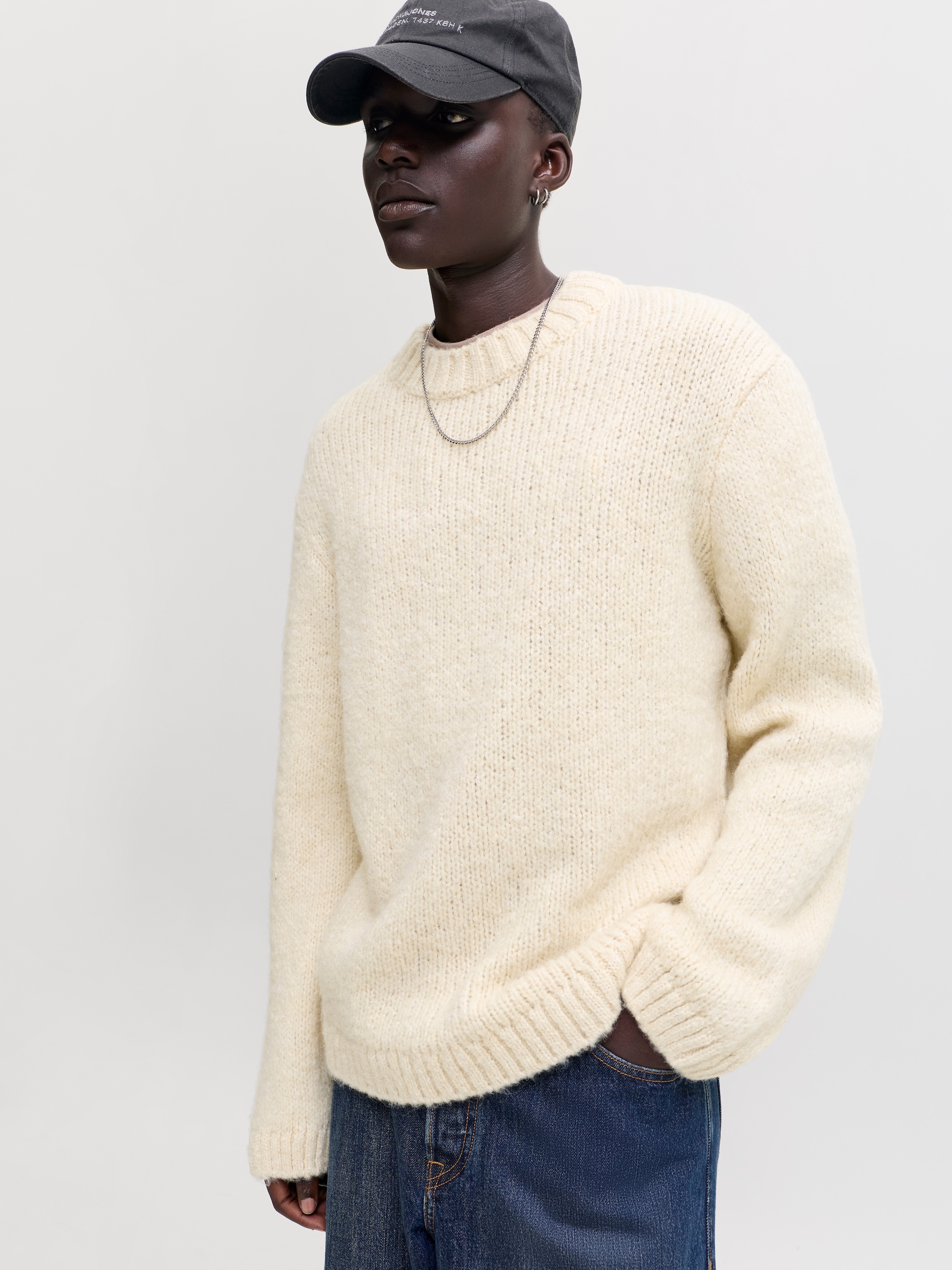 Jack & Jones Rundhalspullover »JORSALAMANCO KNIT CREW NECK« Materialmix, regular fit