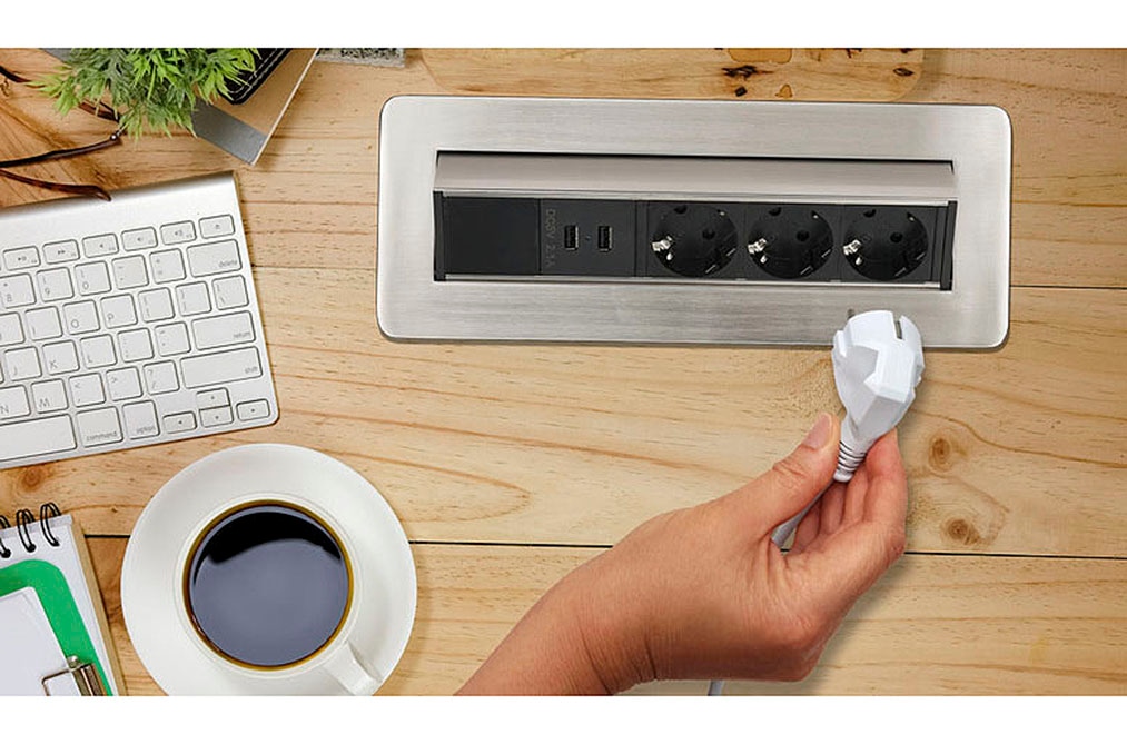 Brennenstuhl Steckdosenleiste »Indesk Power USB-Charger«, 3-fach, (Kabellänge 2 m), mit 2 USB Ladebuchsen
