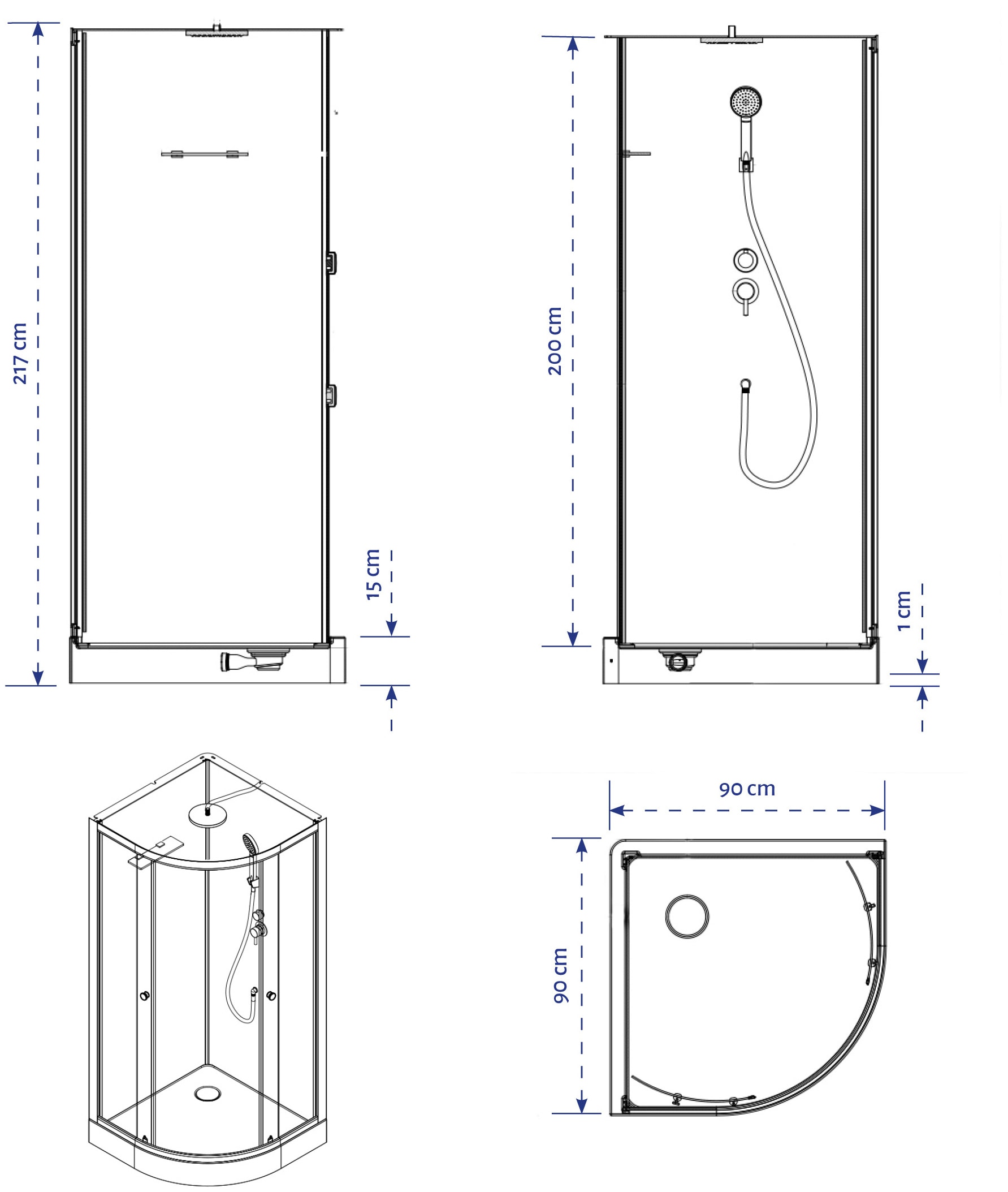 Marwell Komplettdusche »Silver Round«, inkl. Armaturen