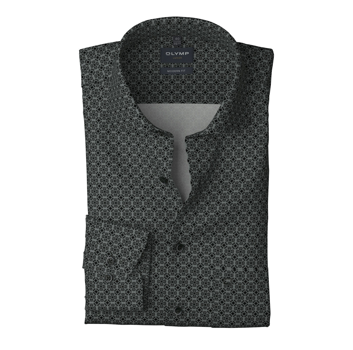 OLYMP Langarmhemd »Luxor modern fit« Royal-Kentkragen, Businesshemd, modern fit, gemustert