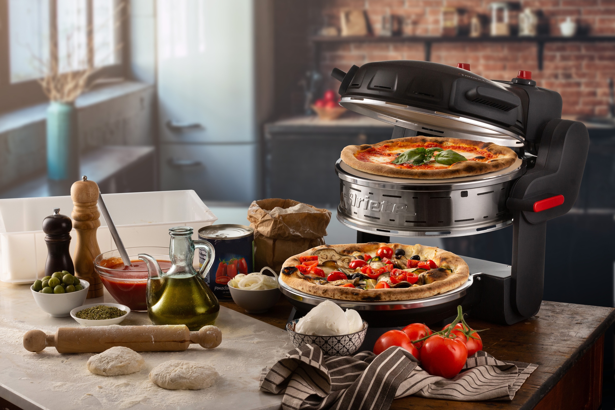 Ariete Pizzaofen »927S Doppelpizzaofen für 2 Pizzen gleichzeitig, schwarz«