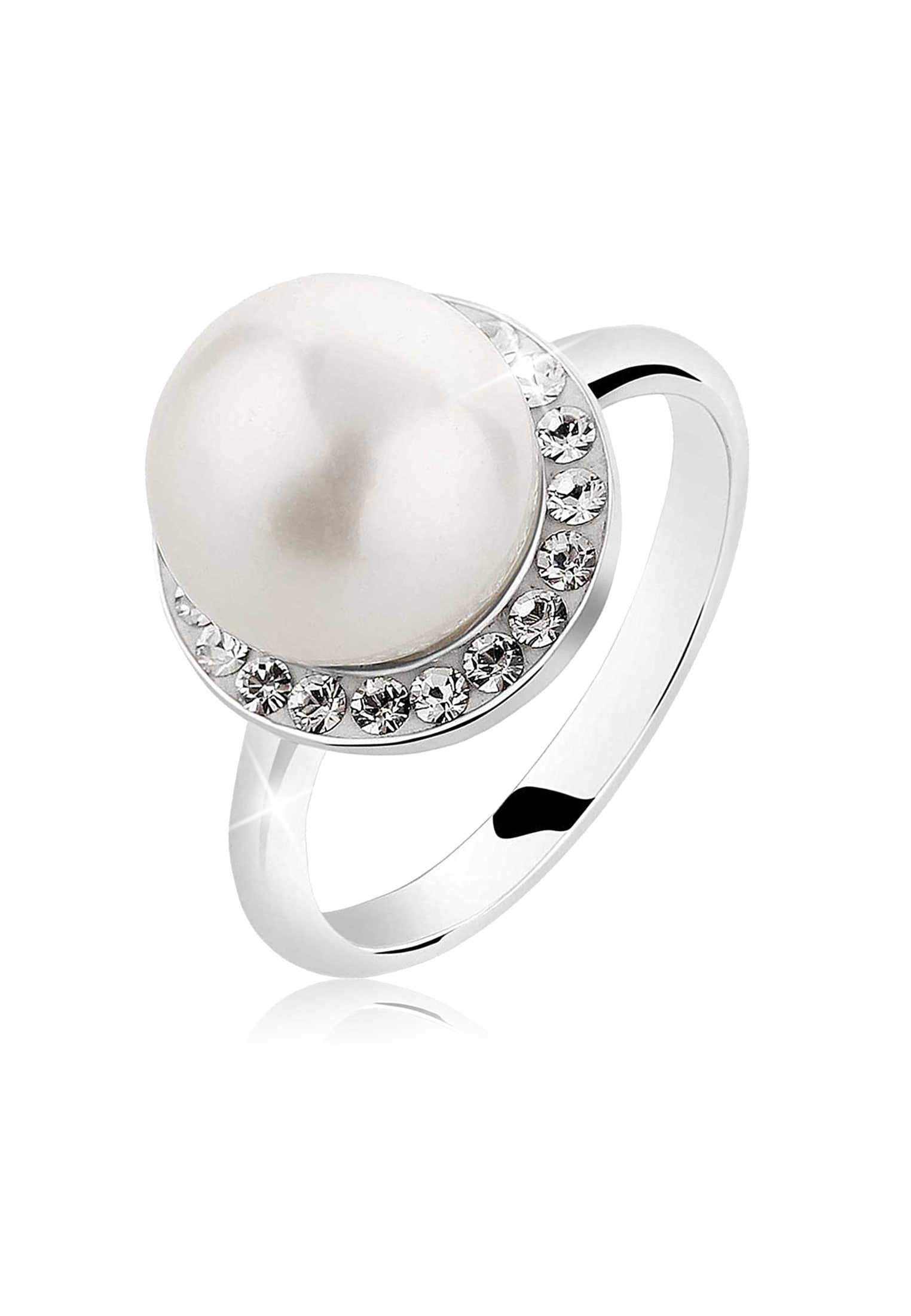 Perlenring »Muschelkern-Perle Kristalle 925 Silber«