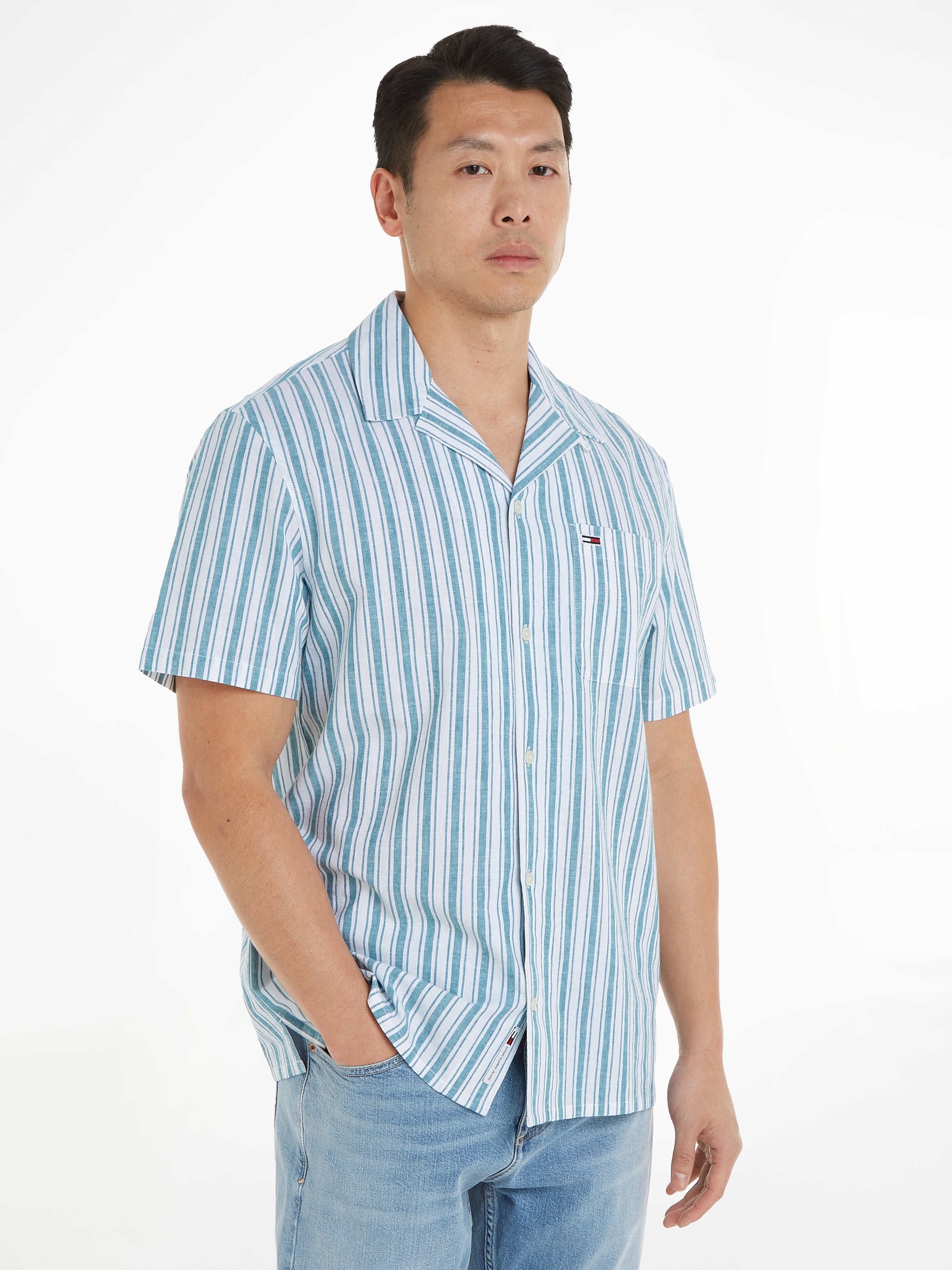 Tommy Jeans Kurzarmhemd »TJM STRIPE LINEN SS SHIRT EXT«