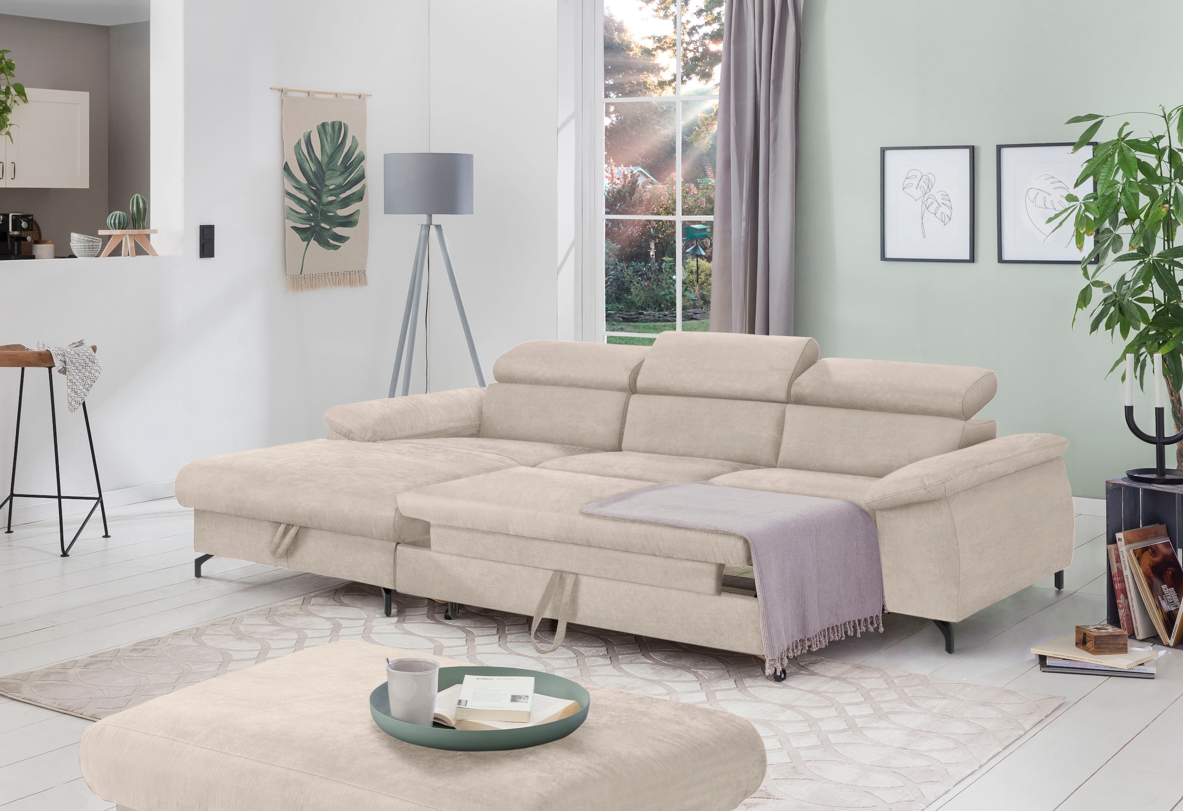 COTTA Ecksofa »Kitty L-Form, B: 242 cm«, mit Kopfteilverstellung, optional Bettfunktion & Bettkasten