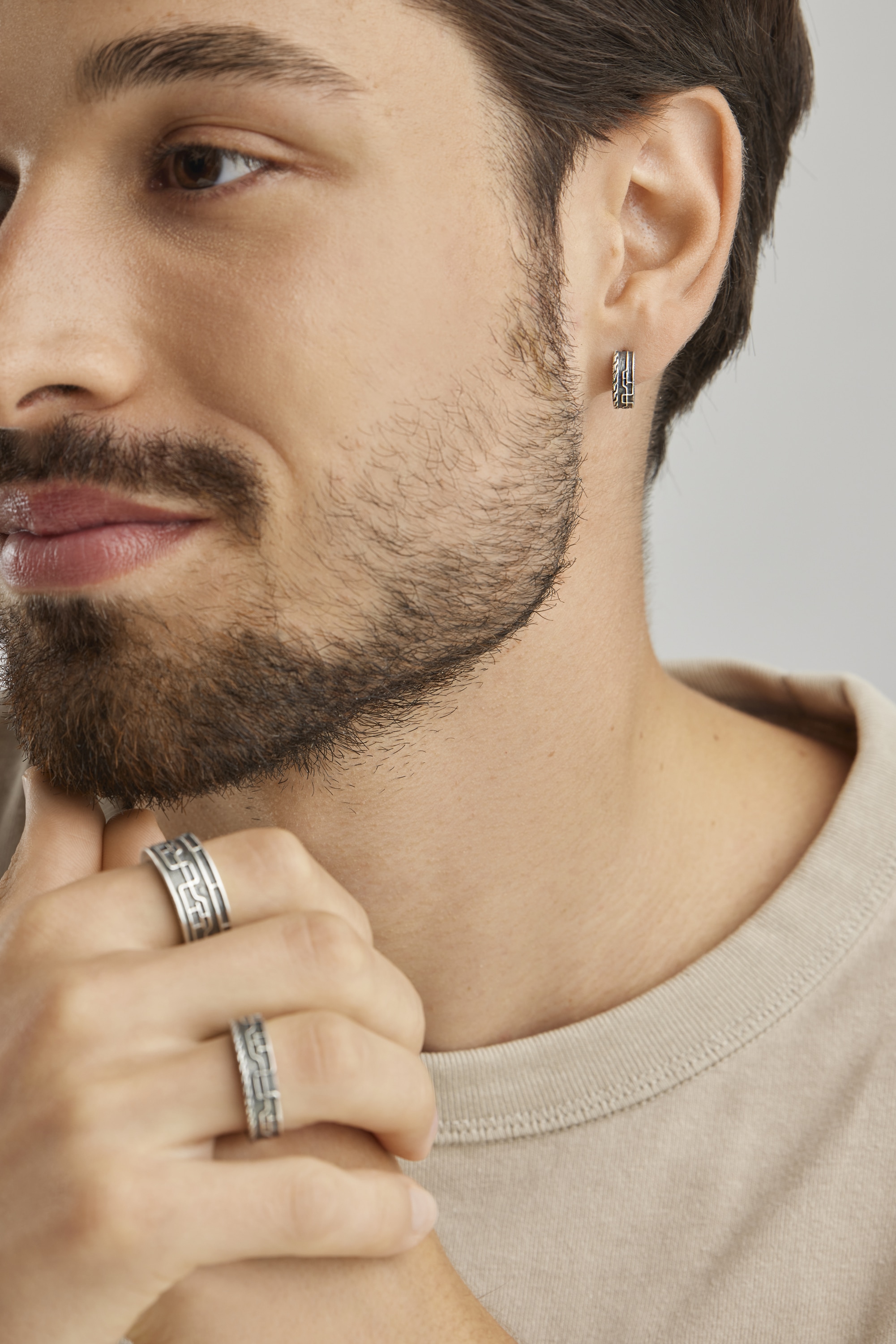 CAÏ Fingerring »925/- Sterling Silber oxidiert Linien Japan«