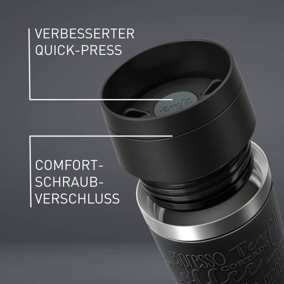 Emsa Thermobecher »Travel Mug Classic, mit 360°-Trinköffnung, auslaufsicher, rutschfest« 4h heiß, 8h kalt - 360 ml / 6h heiß, 12h kalt - 500 ml, 100% dicht