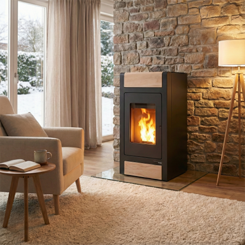 Haas + Sohn Pelletofen »HSP 2.stone, tief-schwarz/Woodstone«