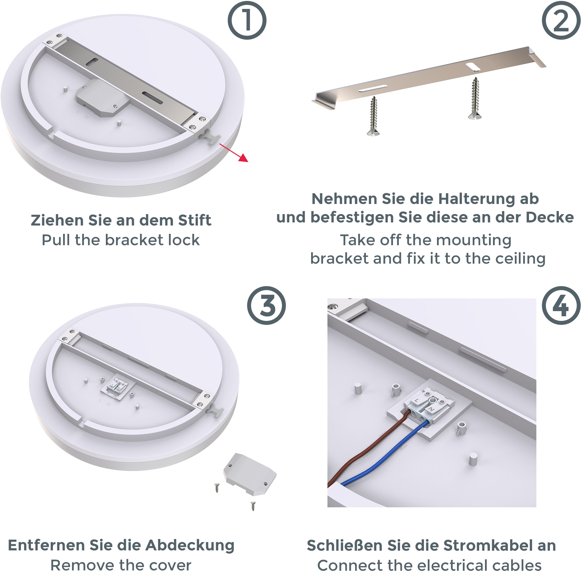 B.K.Licht LED Deckenleuchte, 1 flammig, Leuchtmittel LED-Board | LED fest integriert, Deckenlampe, 13W 1500lm, IP54, Badezimmer-Leuchte, Küche, Flur