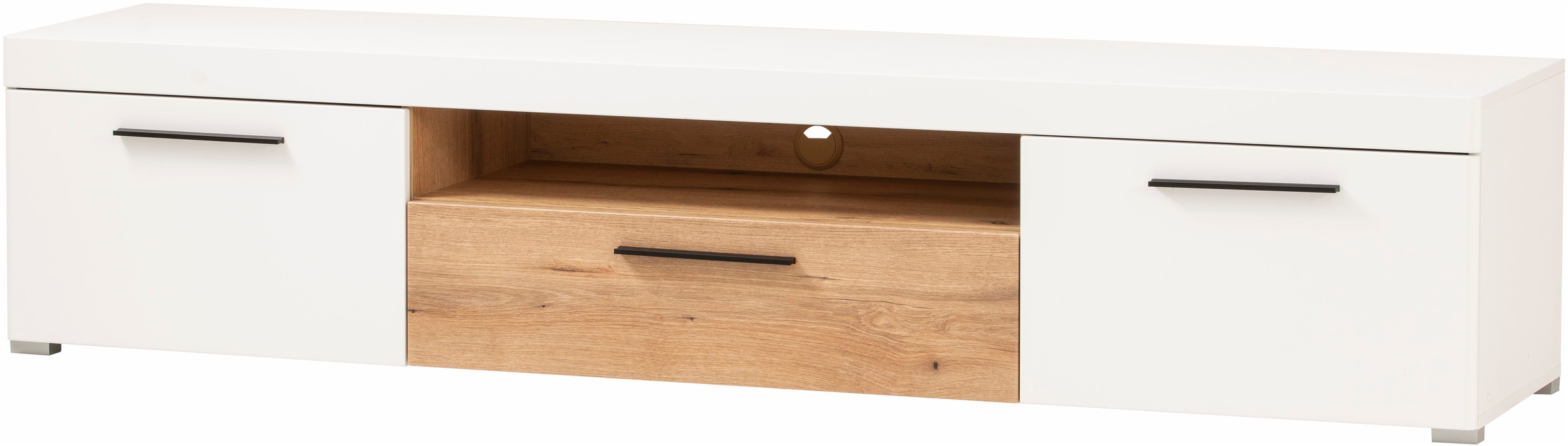 INOSIGN Lowboard »Salerno, moderner Unterschrank, Kommode in Weiß mit Eiche Evoke Dekor«, Metallgriffe, ausreichend Stauraum, vielseitig einsetzbar, 205cm breit