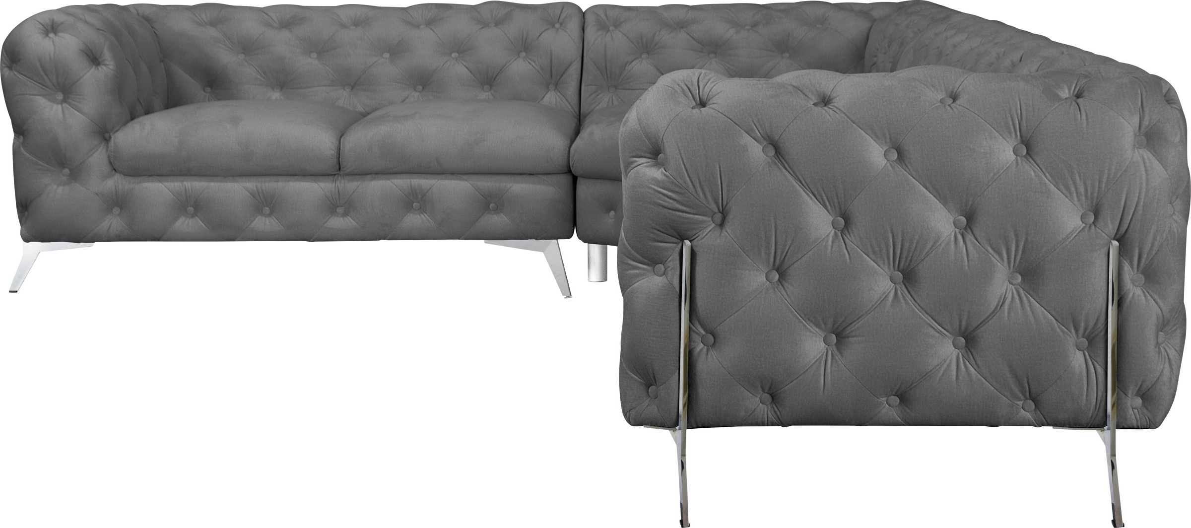 Leonique Chesterfield-Sofa »Amaury L-Form«, großes Ecksofa, Chesterfield-Optik, Breite 323 cm, Fußfarbe wählbar