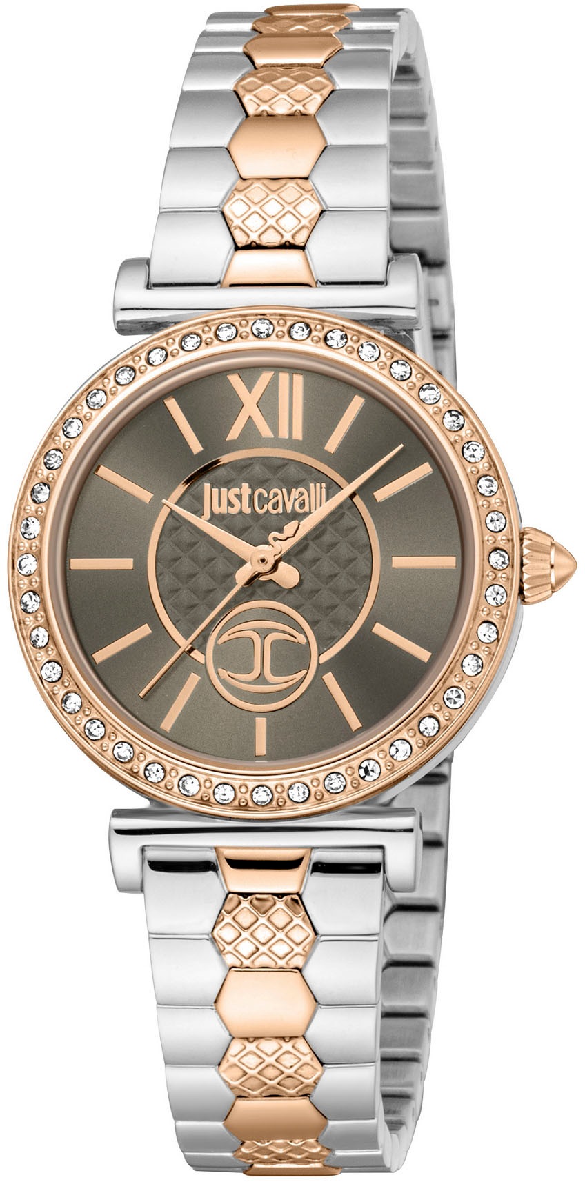 Just Cavalli Time Quarzuhr »Varenna«, (Set, 2 tlg., mit Armband), Armbanduhr, Damenuhr, Kristallsteine, Edelstahlarmband, Geschenkidee