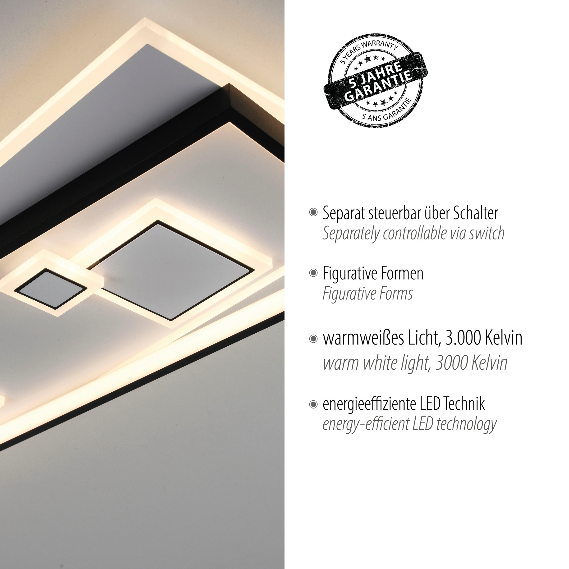 Paul Neuhaus Deckenleuchte »MAILAK« LED-Board 1 Stk. Warmweiß LED, separat steuerbar (Schalter)