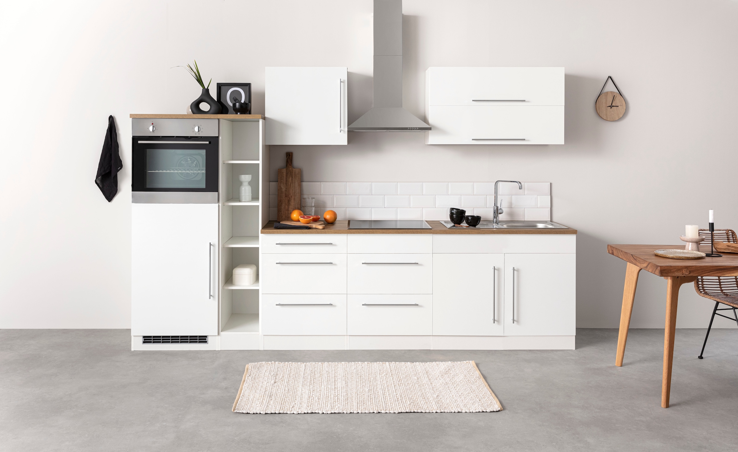 KOCHSTATION Küchenzeile »KS-Samos« Breite 300 cm, wahlweise mit E-Geräten und Induktionkochfeld