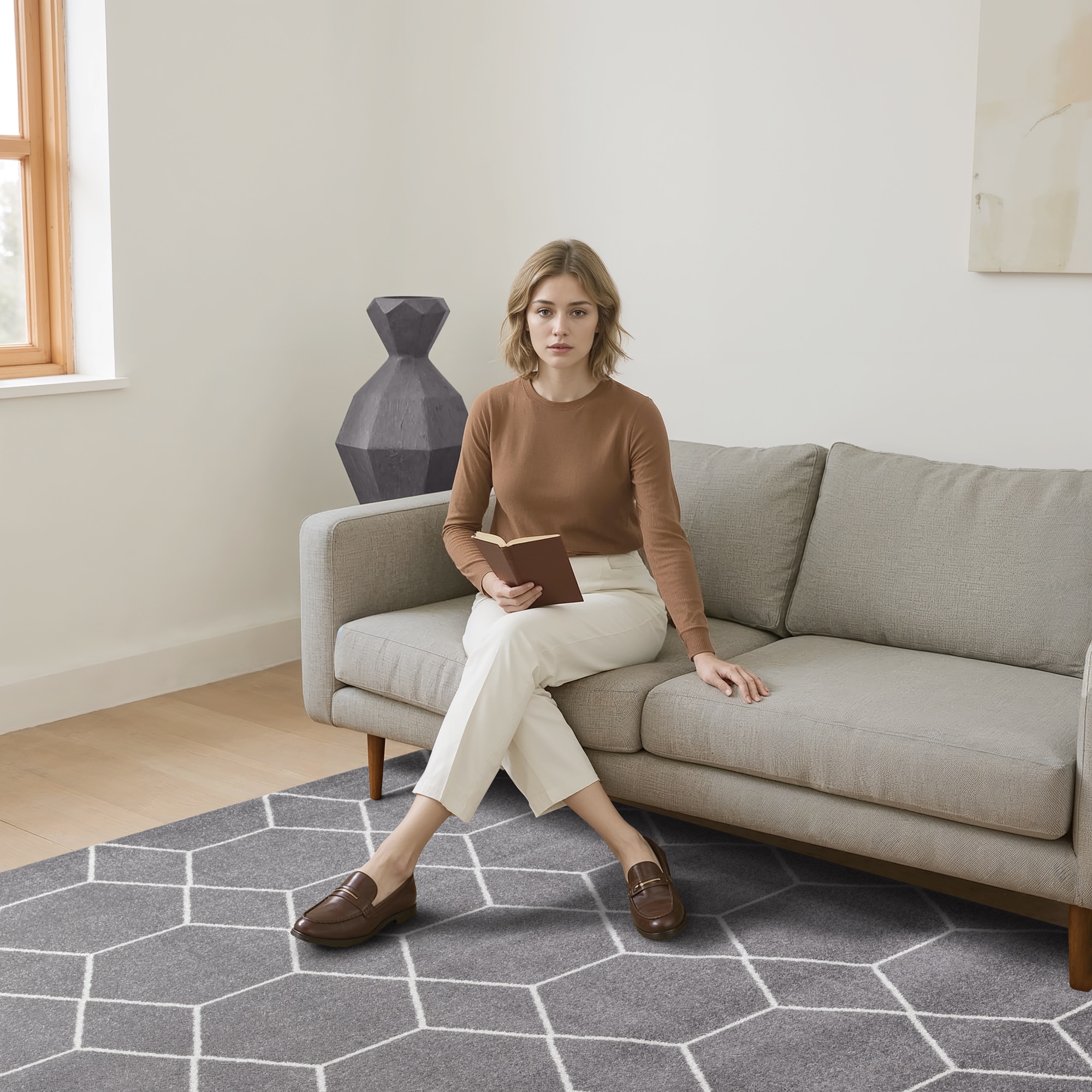 Sanat Teppich »Trellis , auch als Läufer und Rund« rechteckig 10 mm Höhe Kurzflor, skandi, boho, große Farbauswahl, alle Räume