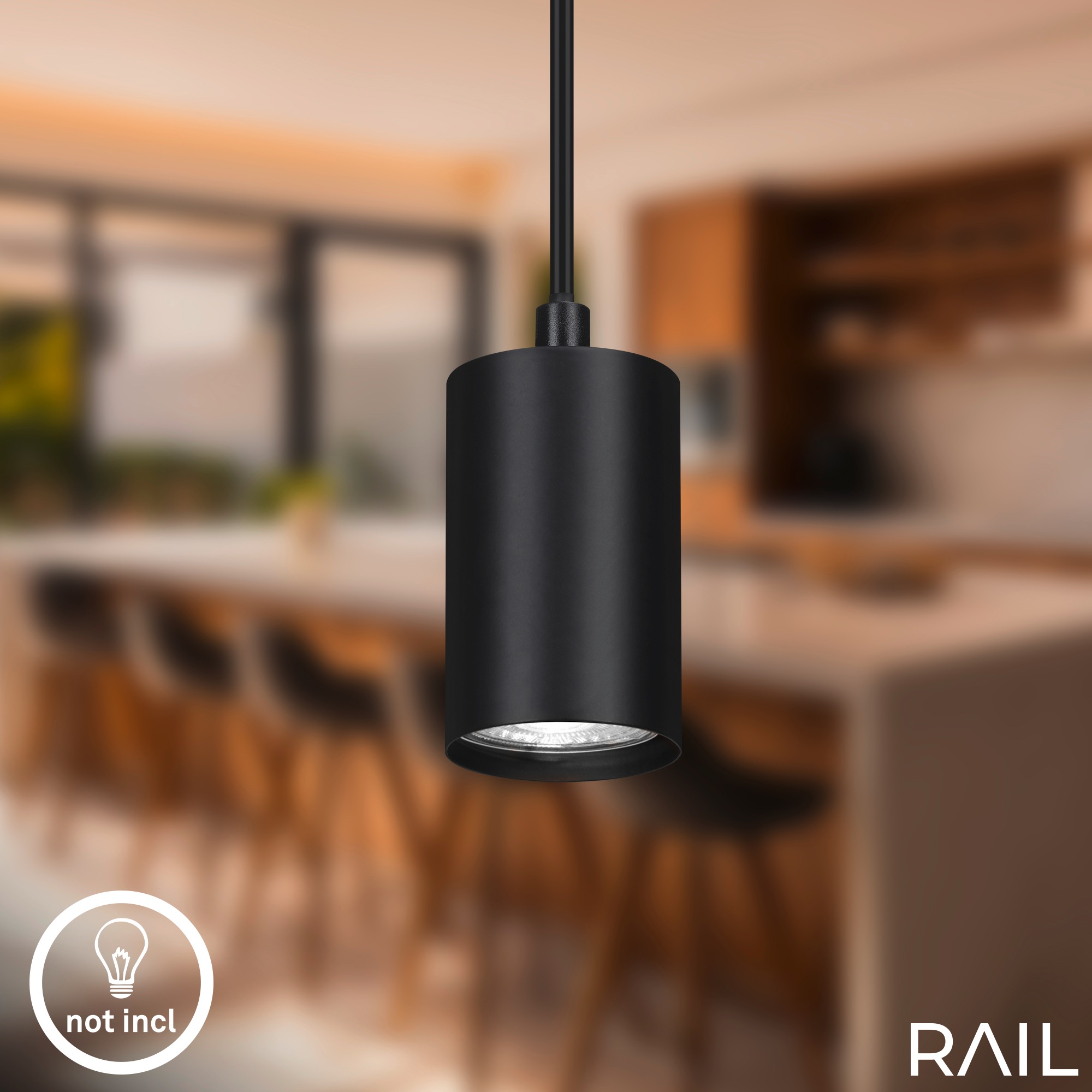 Briloner Leuchten Schienensystem-Leuchten »RAIL« GU10 1 Stk. Pendelleuchte 1440x80x55 mm Schwarz max. 9W Schienensystem Rail Küche