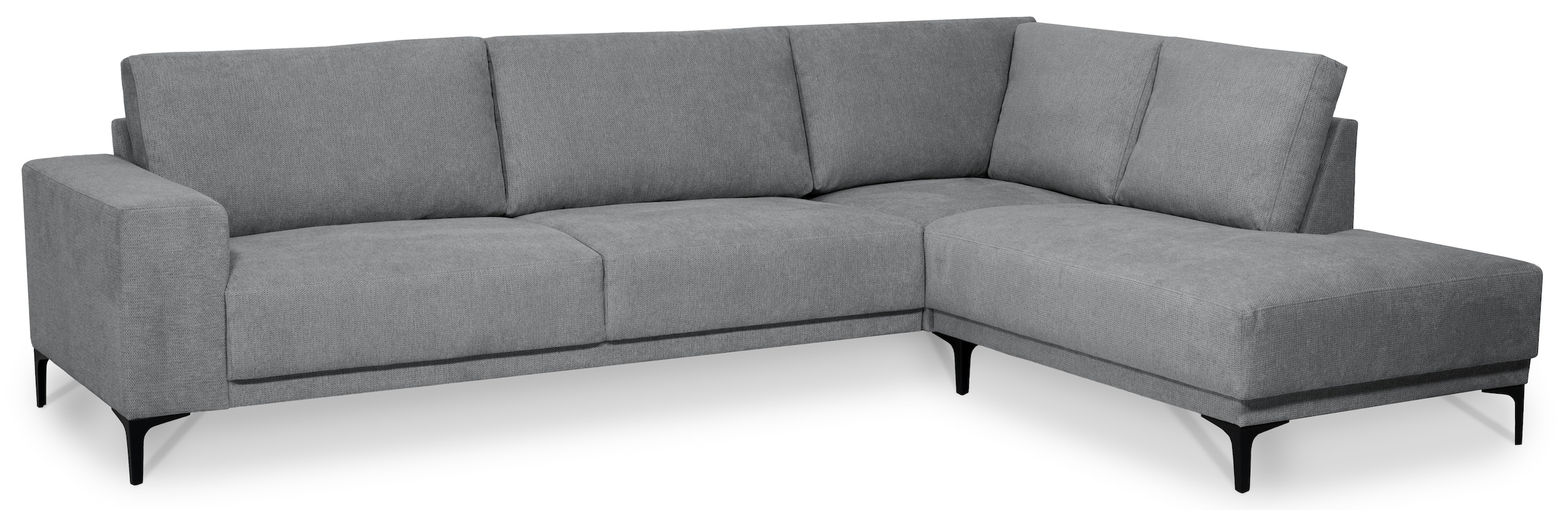 Places of Style Ecksofa »Xander, L-Form,«, Breite 289 cm, Webstoff, Soft-Touch Chenille, schwarze Metallfüßen