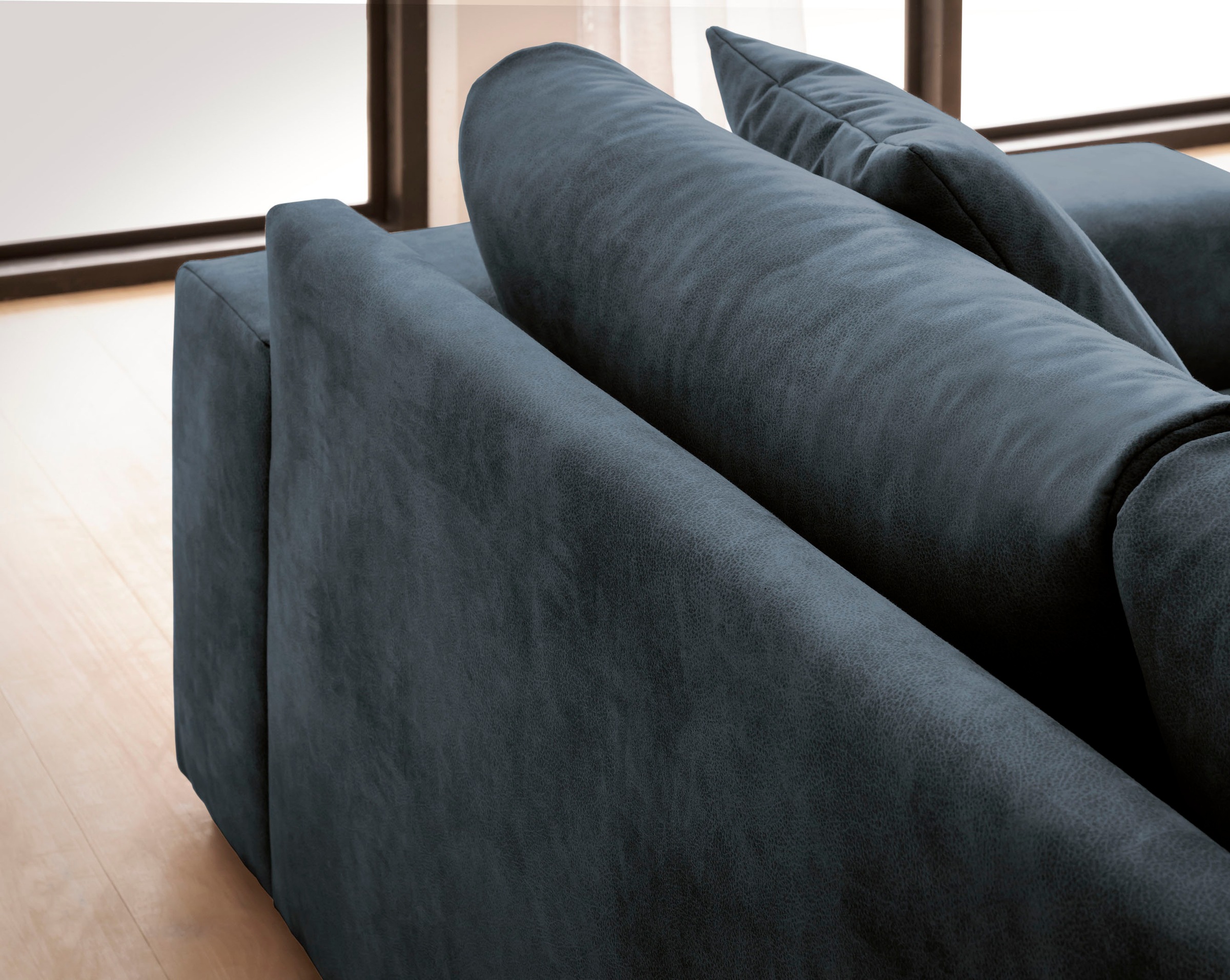 andas Ecksofa »SLEETLAND XXL in Samtvelours oder Vintage-Leder-Optik, L-Form,«, besonders groß und bequem