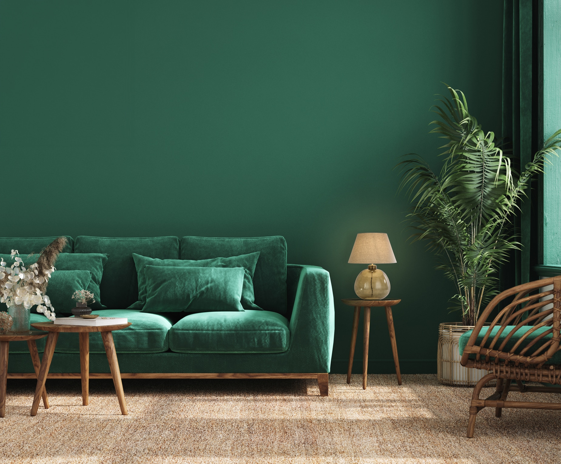 Searchlight Tischleuchte »Zenith 1Lt Table Lamp, Green Glass with Natural Linen Shade« E27 1 Stk.