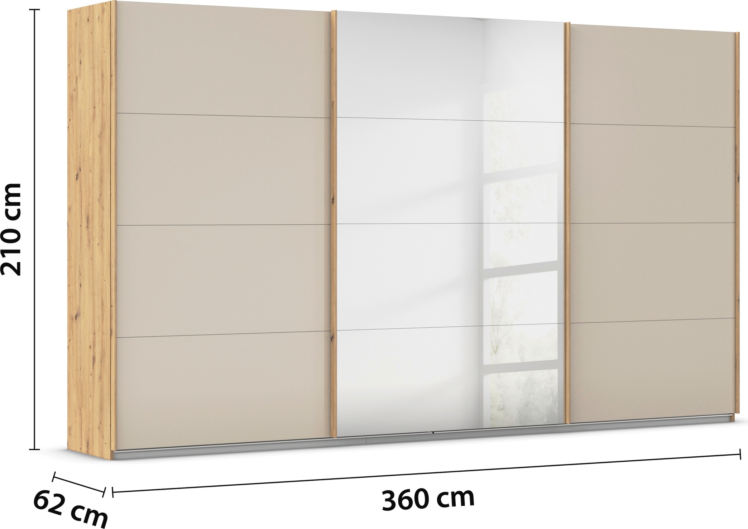 rauch Schwebetürenschrank »Kleiderschrank Kleiderschränke Schrank Garderobe AGORDO mit Glasfront«, durchdachte Innenausstattung, in 4 Breiten und 2 Höhen MADE IN GERMANY