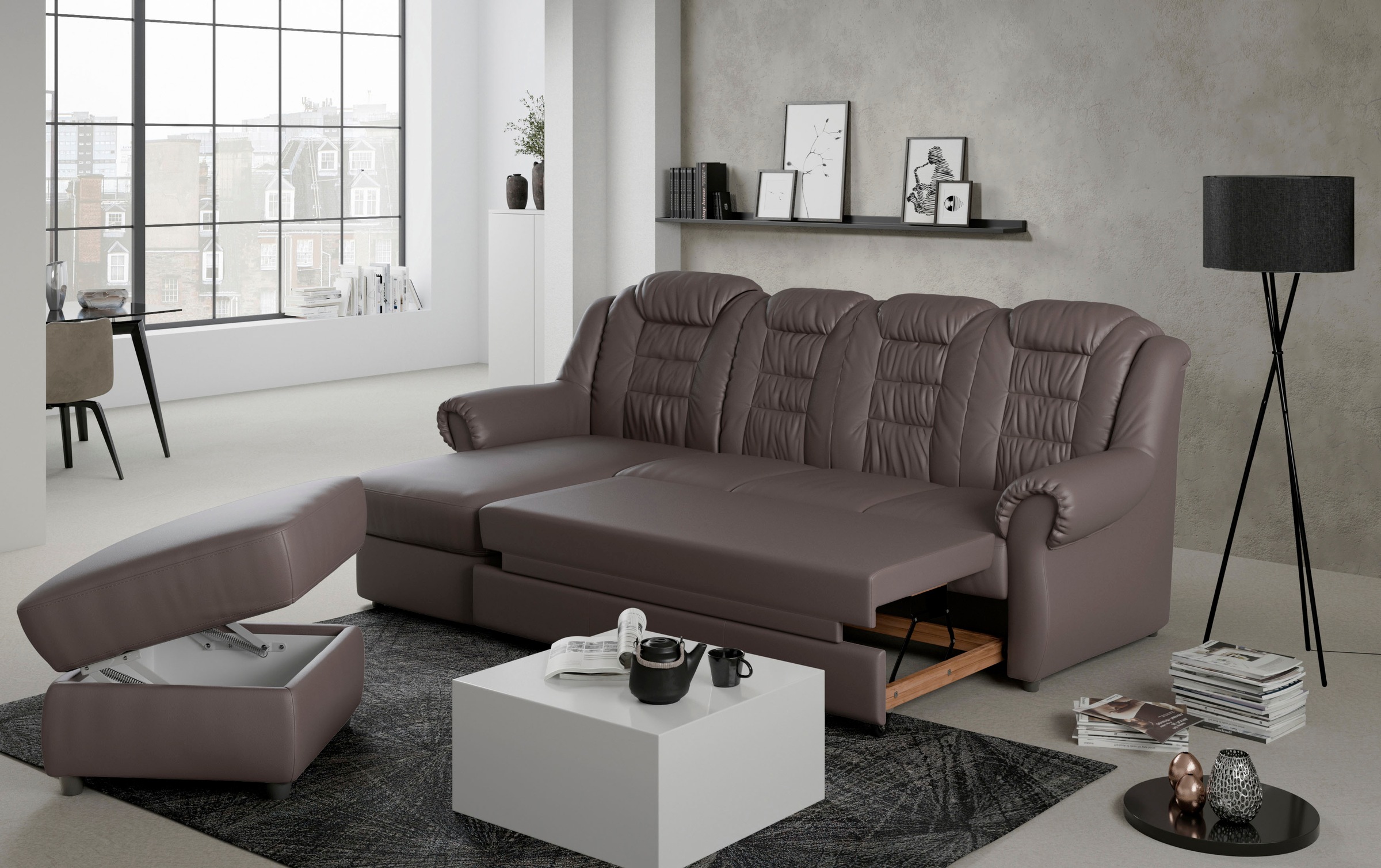 Home affaire Ecksofa »Boston L-Form«, mit hoher Rückenlehne, wahlweise mit günstig online kaufen