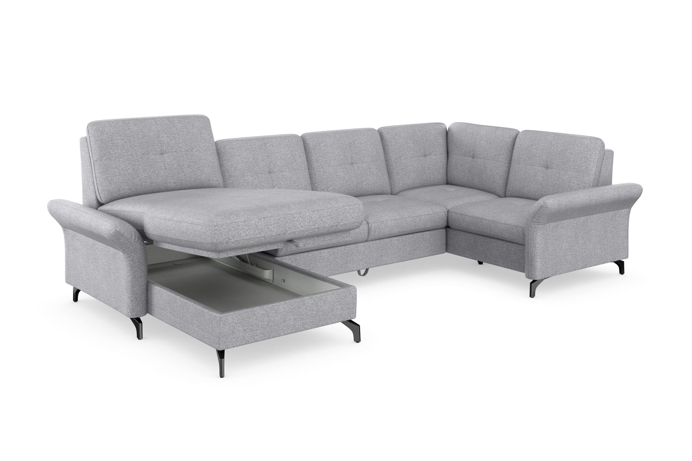 Places of Style Wohnlandschaft »Calando U-Form«, wahlweise mit Bettfunktion, Bettkasten und Armteilfunktion