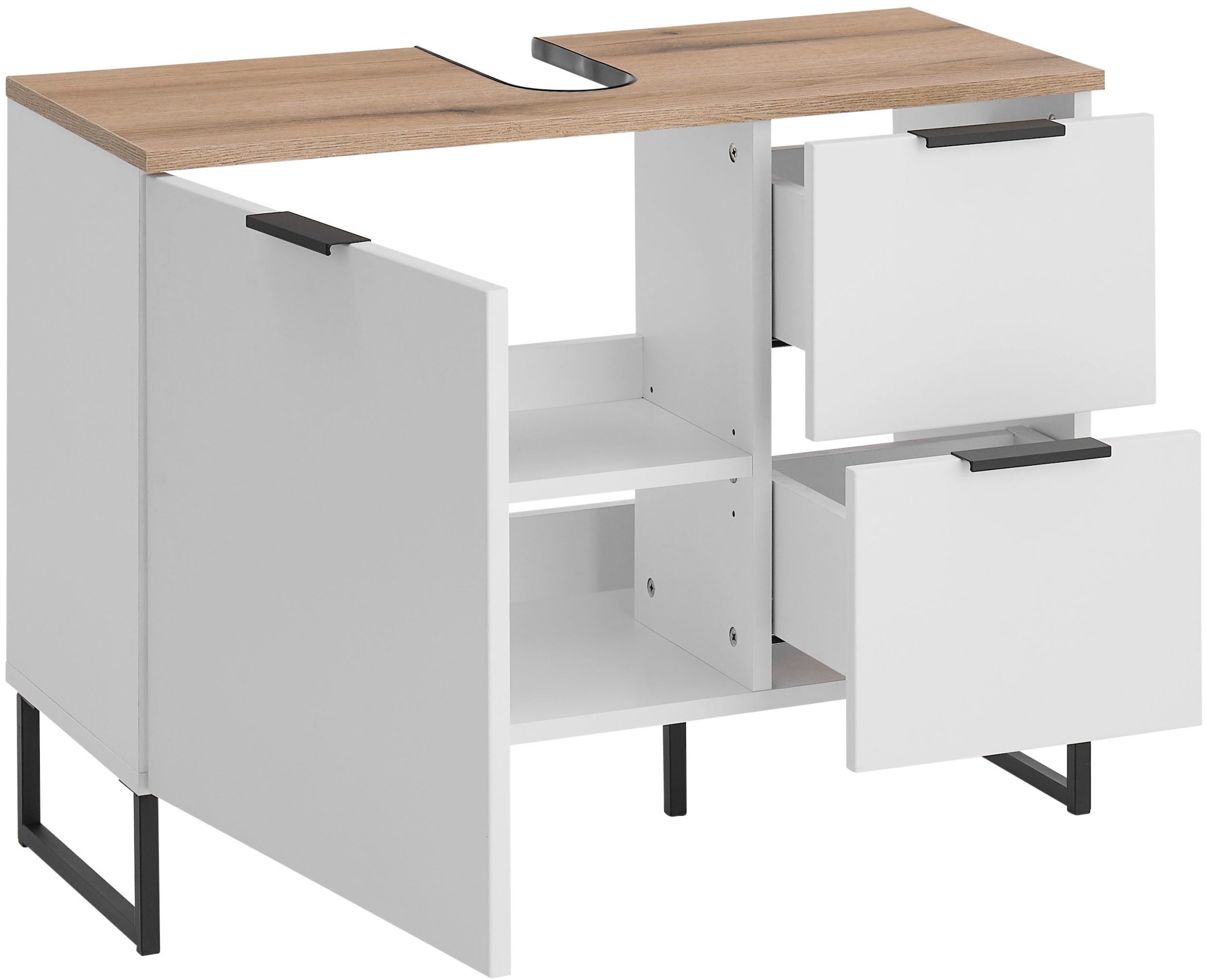 BASIC by Balculina Waschbeckenunterschrank »Denver Waschbeckenunterschrank, Badezimmerschrank BxHxT 80x60x35« 1 Stk. tlg. Breite 80 cm, Tür L/R montierbar, Softclose