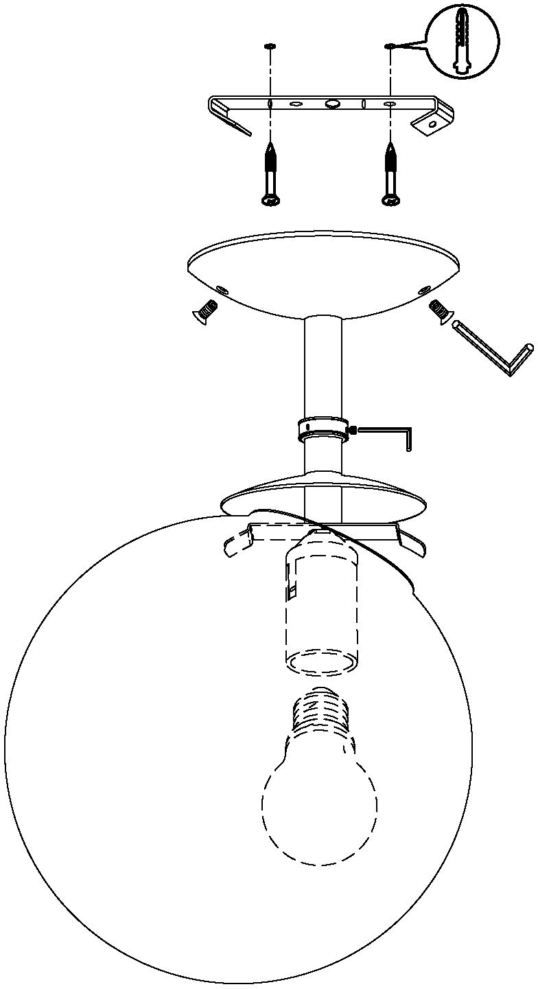 EGLO Deckenleuchte »RONDO Deckenlampe, Stahl und Glas, E27, IP20, Wohnzimmerlampe, Lampe« E27 Deckenleuchte, H31,5 x Ø25 cm, nickel-matt, 1X60W exkl.