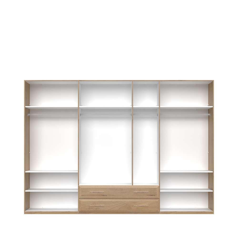 Home affaire Kleiderschrank »Gala, beige hochglänzend UV lackiert, kratzfest, FSC-zertifiziert«, (abgerundete Schubladen aus MDF im Holzdekor, soft-close), hoher Schrank (224cm), wahlweise in 4 Breiten, Made in Europe