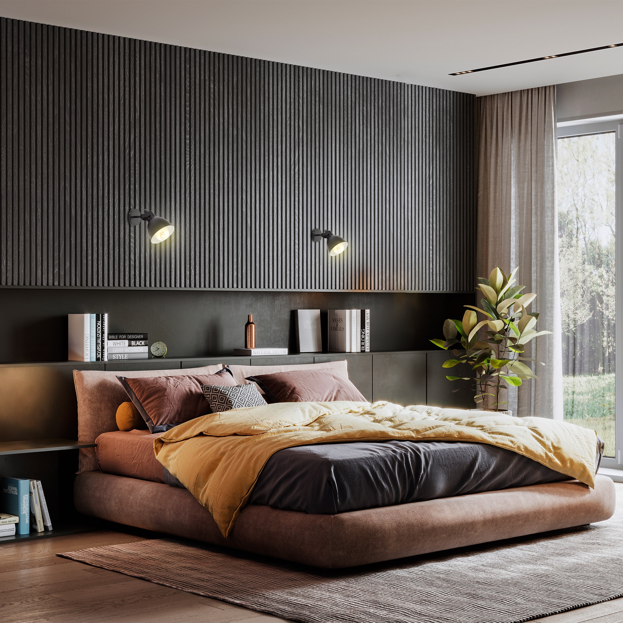 B.K.Licht Wandleuchte »Design-Spotleuchte, Metall, Schwarz, E27-Fassung«, 1 flammig, Leuchtmittel E27 | ohne Leuchtmittel, Schwenkbar, Ø13cm, ohne Leuchtmittel