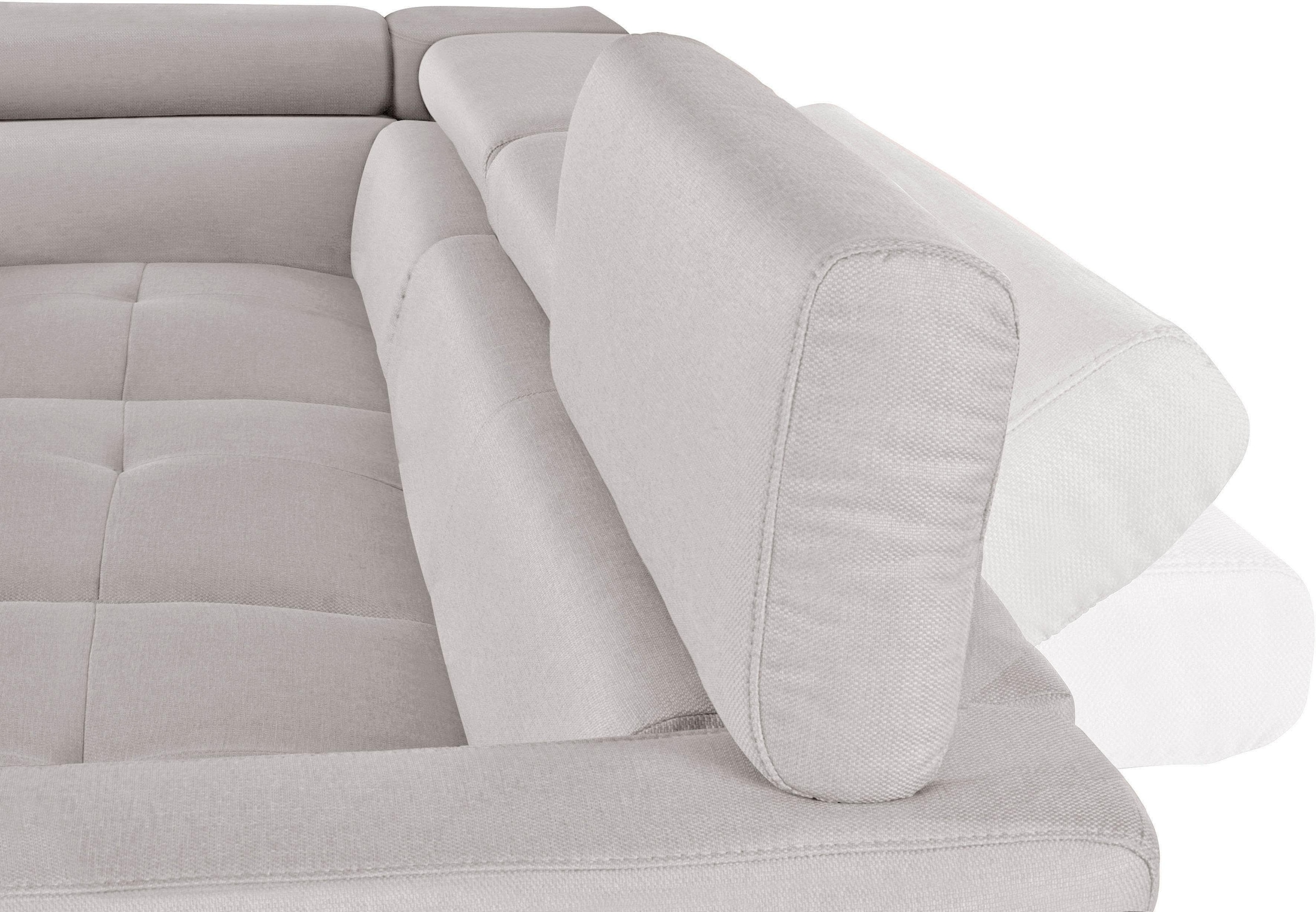 COTTA Polstergarnitur »Sammy L-Form«, (Set), Set bestehend aus: Ecksofa mit Kopfteilverstellung & Hocker