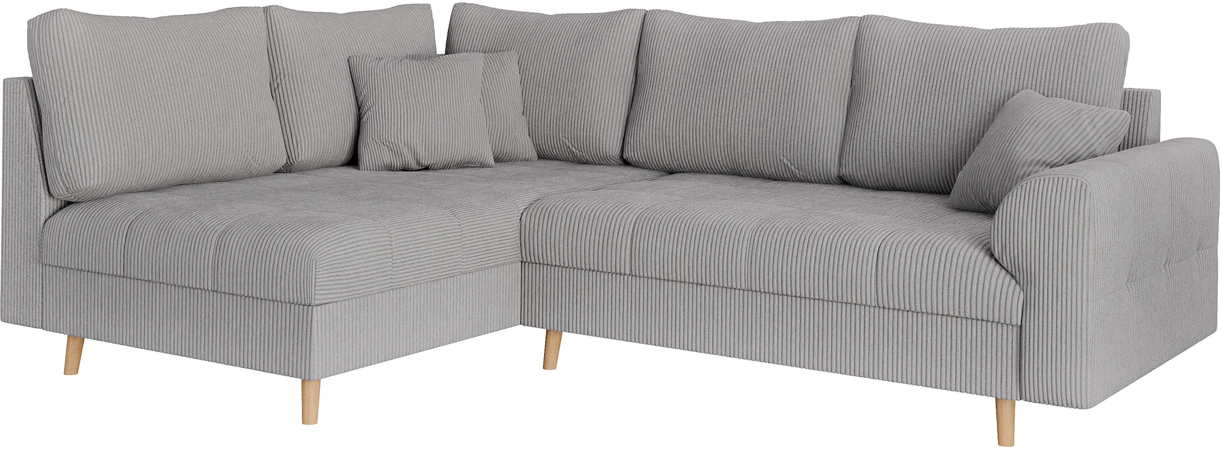 Home affaire Ecksofa »CHARRE L-Form mit Ottomane, Maße B/T/H: 231/161/81 cm«, feine Steppung, lose Rücken- und Zierkissen, auch in Cord und Bouclé