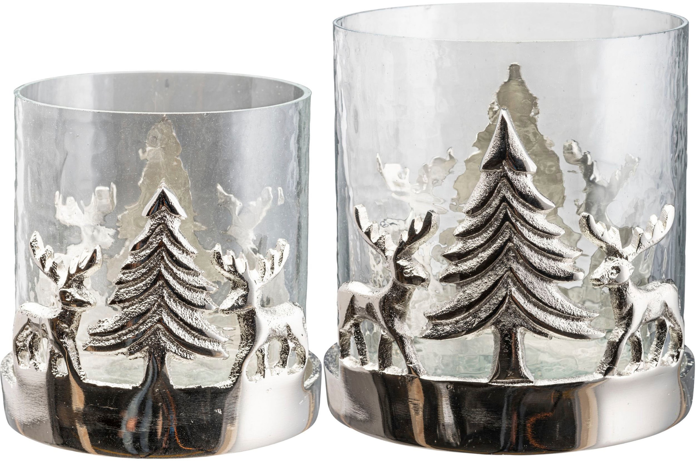 Creativ home Windlicht »Kerzenhalter Weihnachtslandschaft, mit Baum und Reh günstig online kaufen