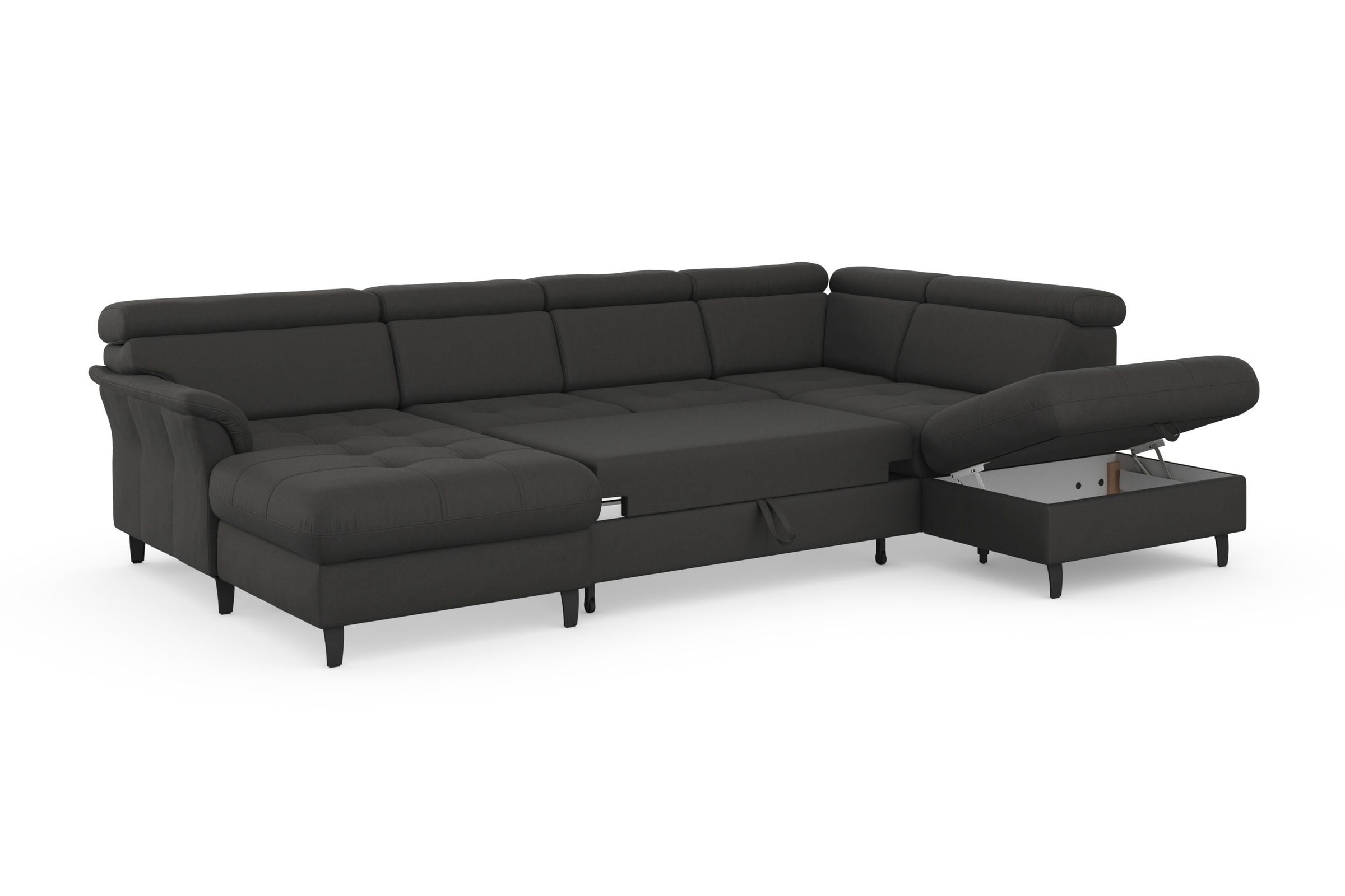 sit&more Wohnlandschaft »Marano U-Form«, inklusive Kopfteilverstellung, wahlweise mit Bettfunktion, Bettkasten