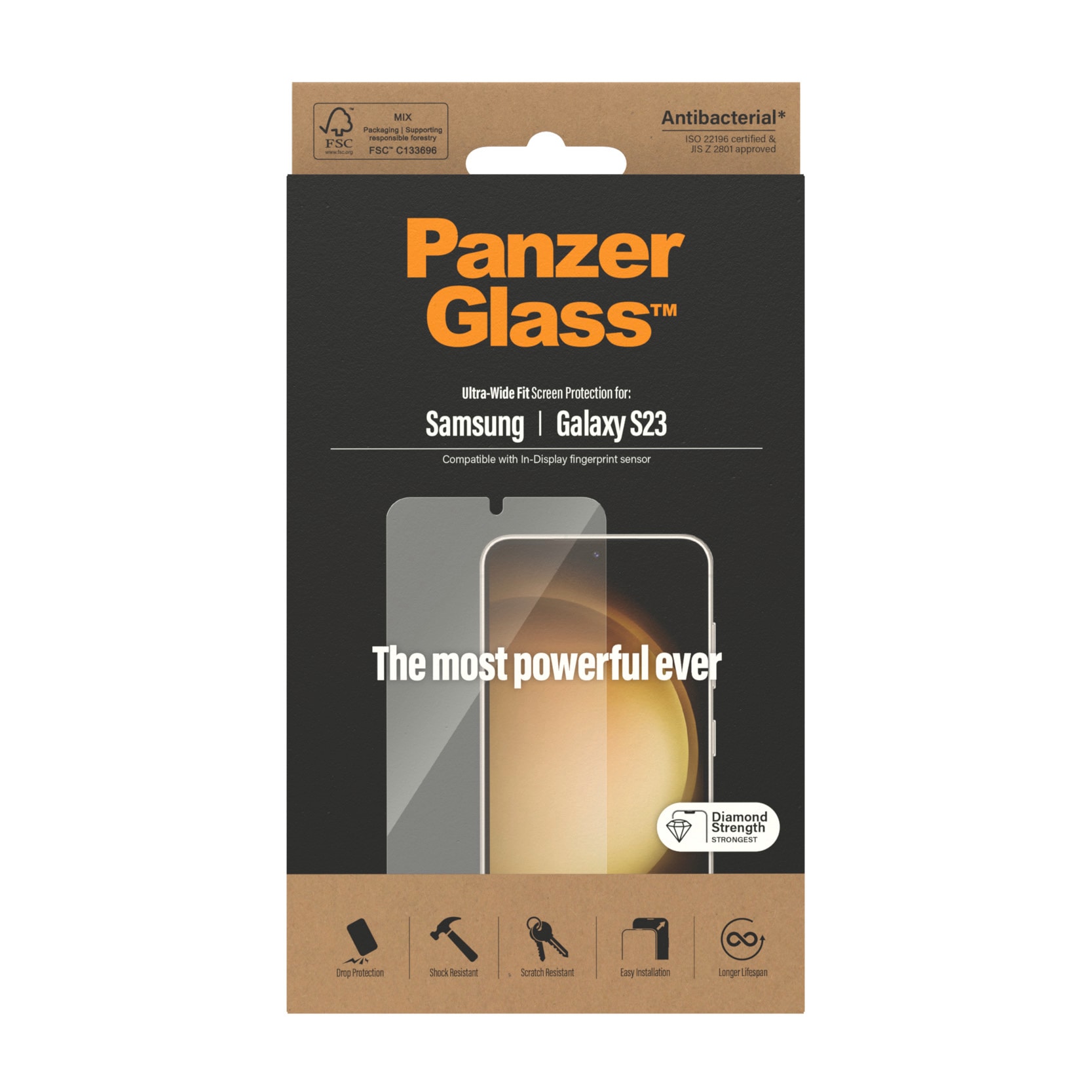 PanzerGlass Displayschutzglas »Screen Protector Ultra-WideFit«, für Samsung Galaxy S23, (1 St.), Bildschirmschutz, Displayschutzfolie,Einfach anbringen,kratz-&stoßfest