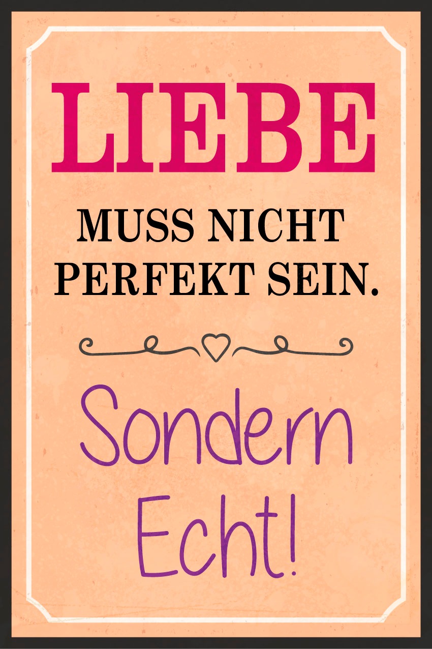 queence Metallbild »Liebe«, Schriftzüge-Schriftzug, (1 St.), Stahlschild, Blechschild, Sprüche, Texte, Liebe
