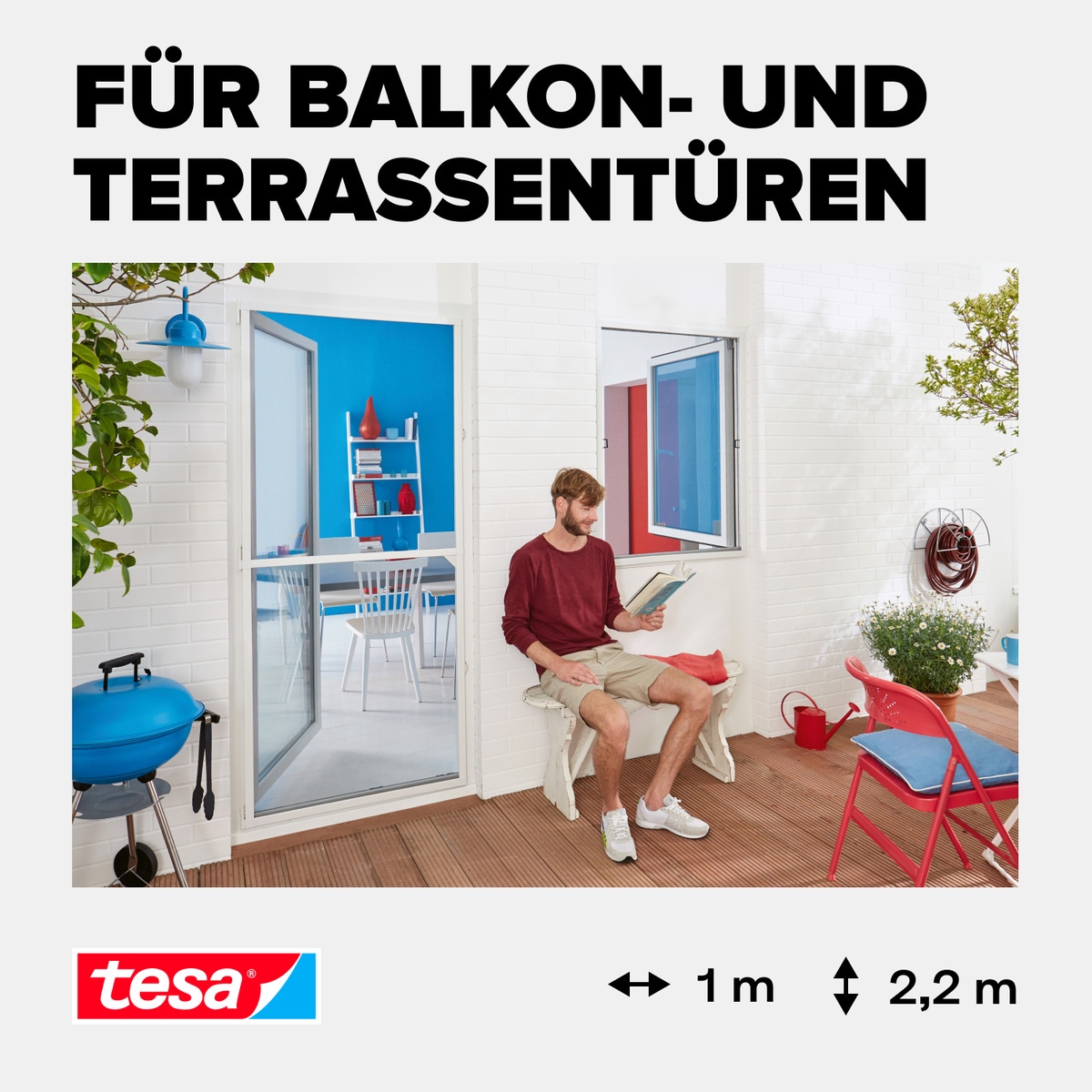 tesa Insektenschutz-Tür »Insect Stop ALU Comfort Fliegengitter für Türen - 1.0 m : 2.2 m«, Insektenschutz für Balkontür, Terrassentür, Aluminiumrahmen
