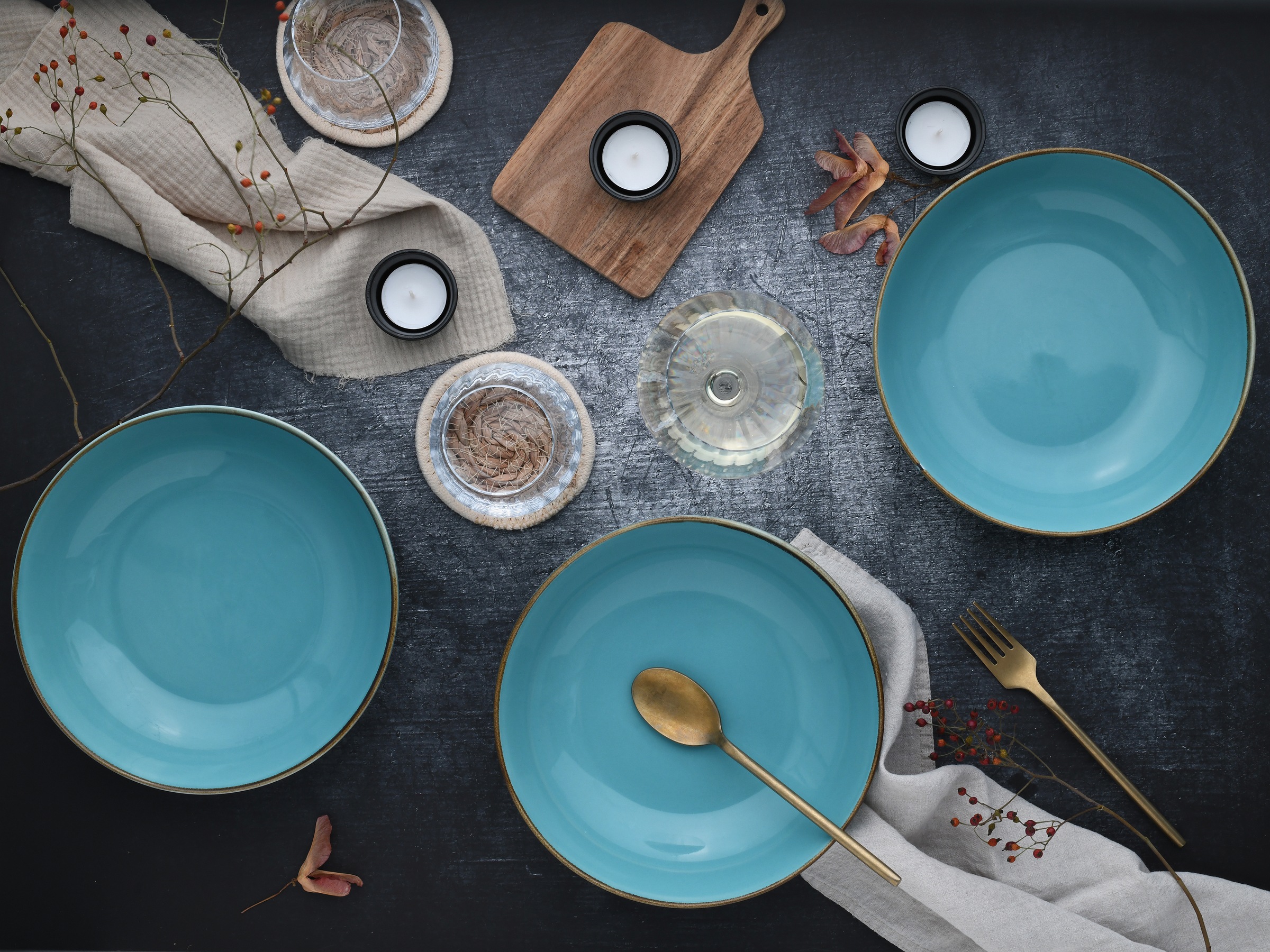 CreaTable Schale »Nature Collection, Poke Bowl, Ø 22,5 cm, 4-tlg«, 4 tlg., aus Steinzeug, Handwerklicher Look, Vintage, Höhe 5 cm