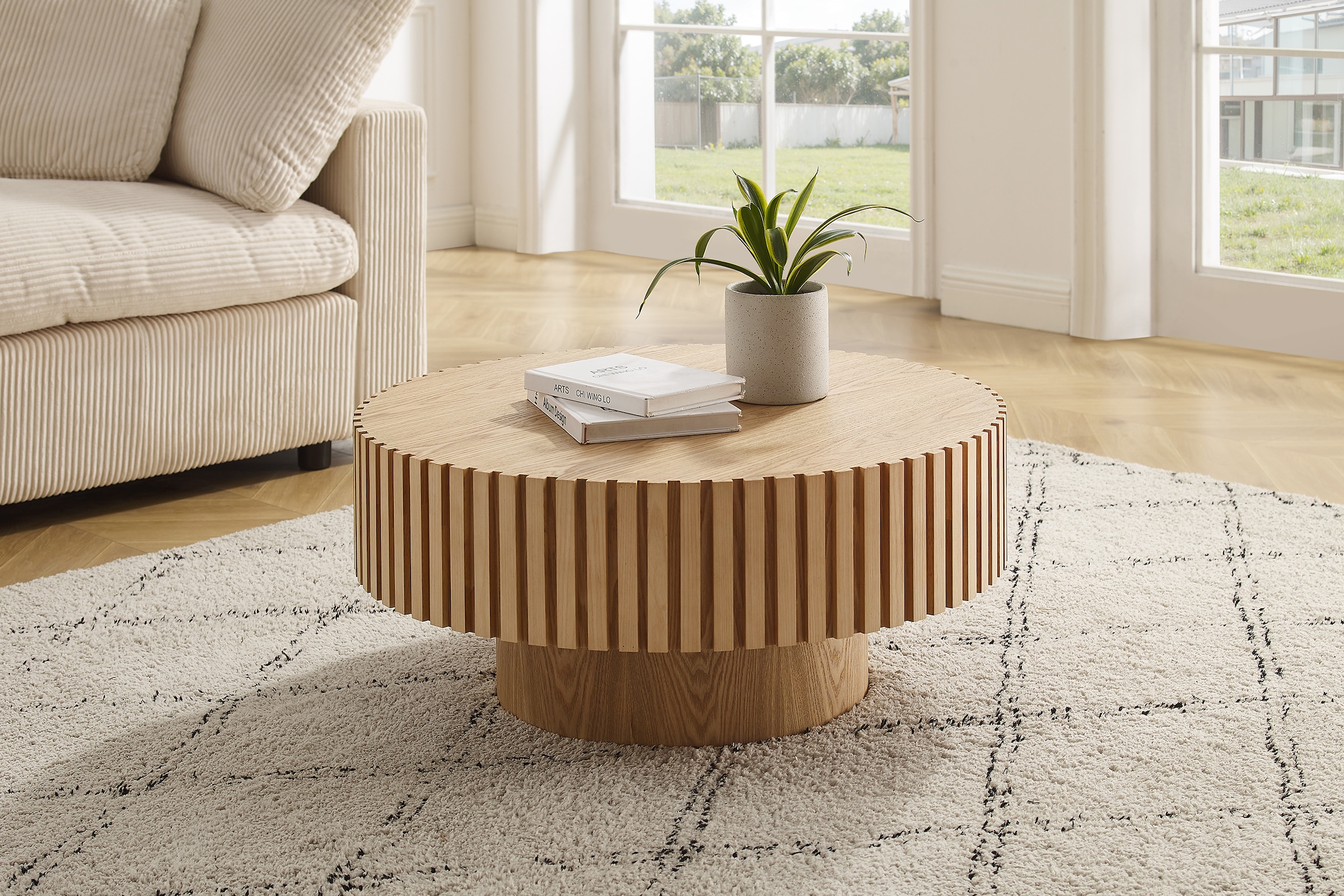 SalesFever Couchtisch »rund mit Massivholz-Lamellen Ø 80 cm« 1 Stk. tlg. Mo günstig online kaufen
