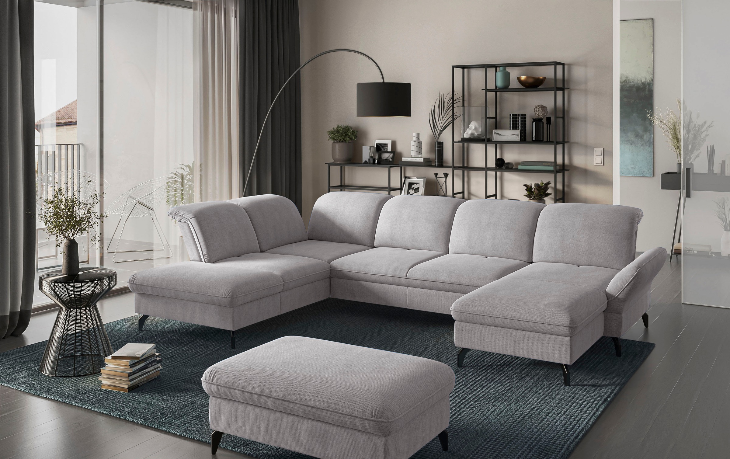 sit&more Wohnlandschaft »Leandro U-Form«, Wahlweise mit Bett-, Kopfteil - u günstig online kaufen