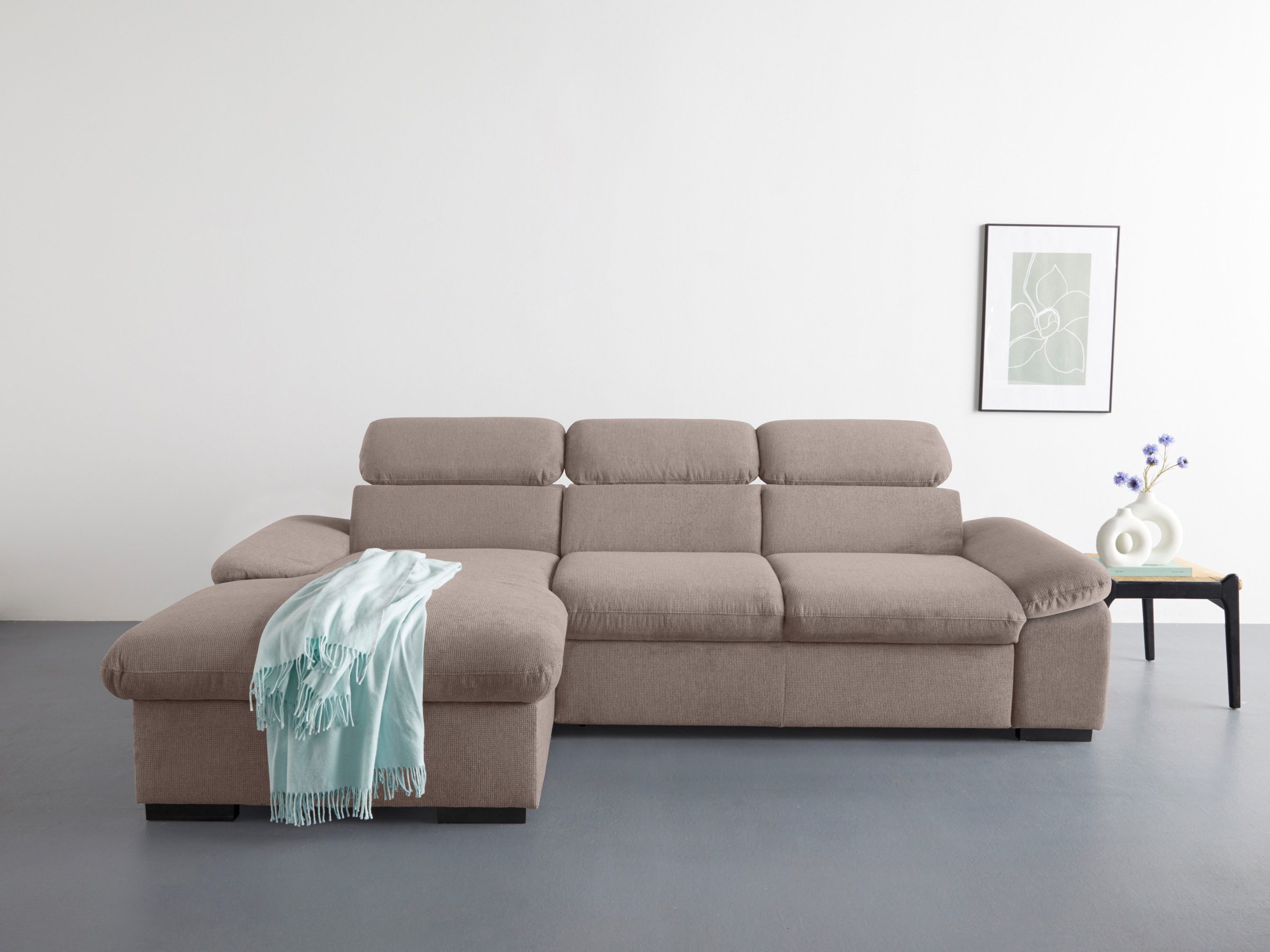 COTTA Ecksofa »Lola L-Form mit Kopfteilfunktion & Hocker«, (Set, mit Hocker günstig online kaufen