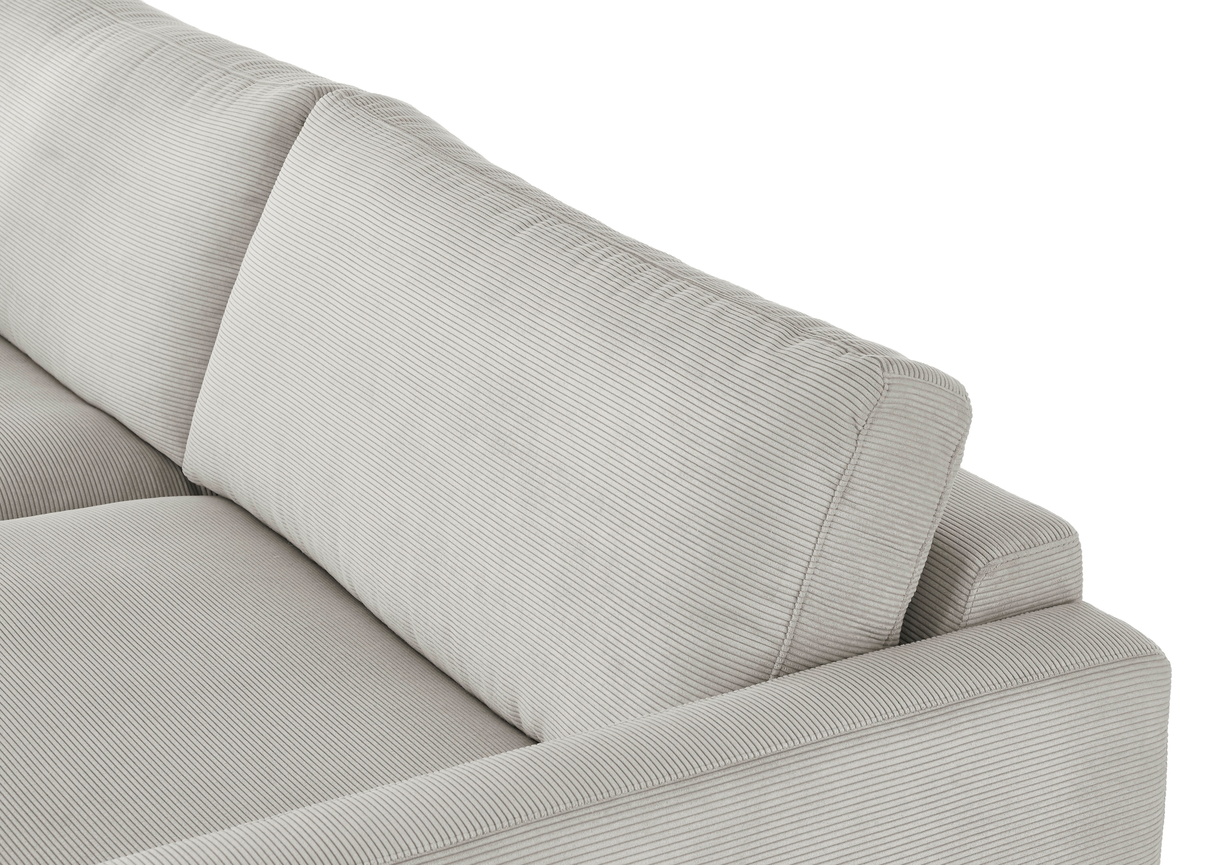 INOSIGN Ecksofa »Downtown, B/T/H: 272/190/84 cm L-Form«, weicher Sitzkomfort auch in Cord und Bouclé, incl. Zierkissen