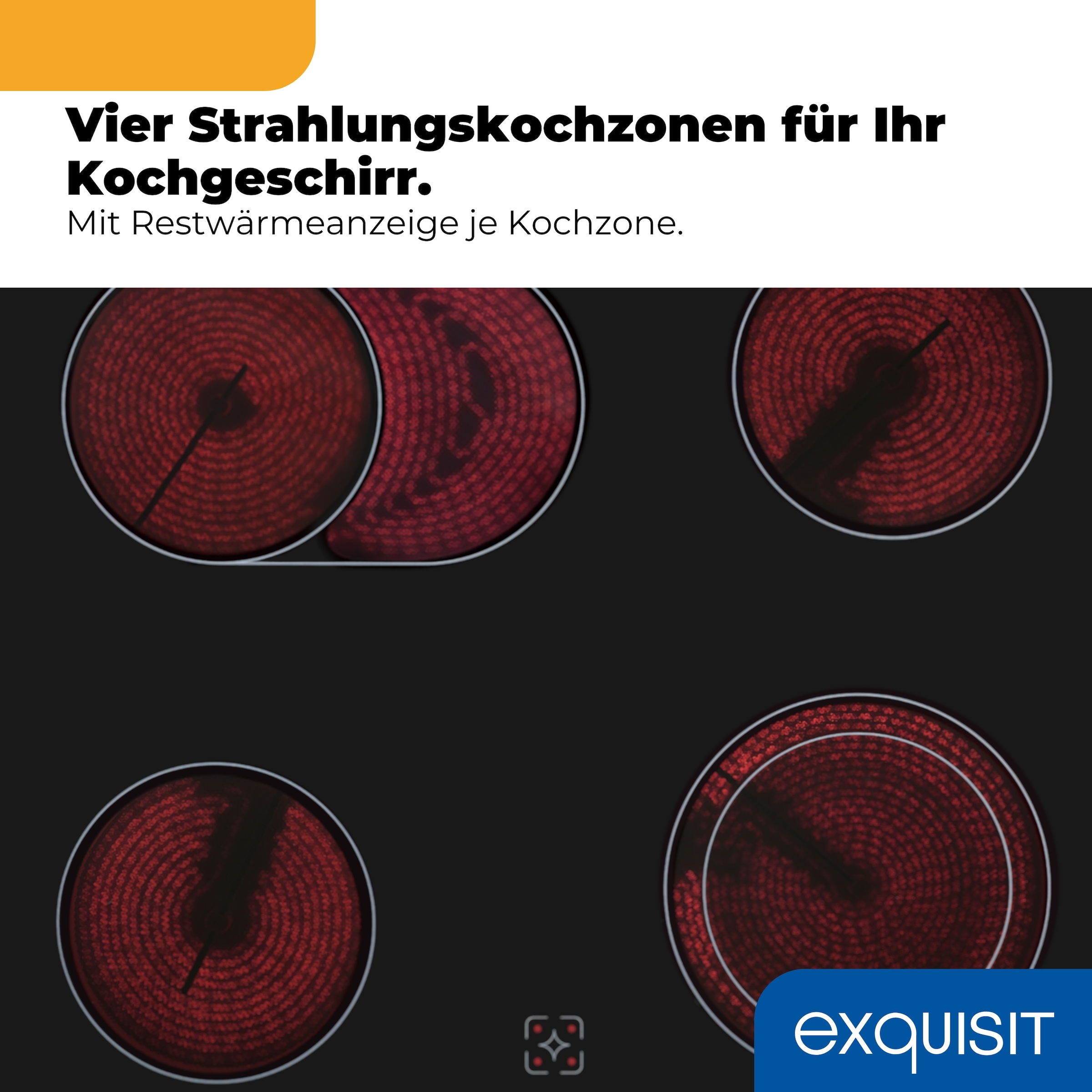 exquisit Backofen-Set »EHE367-HBZ-120 mattschwarz« Backofen | Glaskeramikkochfeld, 2 Stk. tlg. Vielseitiger Grill und 4-Zonen-Glaskeramikkochfeld – einfach & sicher!