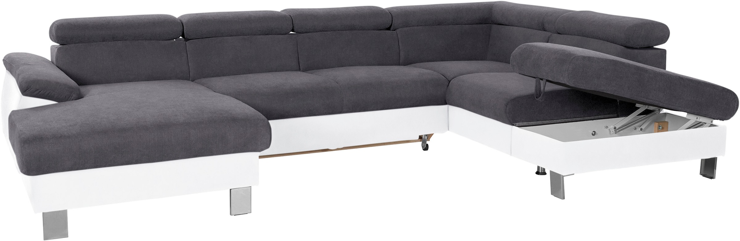 COTTA Wohnlandschaft »Komaris U-Form, B: 320 cm«, mit Kopfteilverstellung, optional Bettfunktion, Bettkasten & Licht