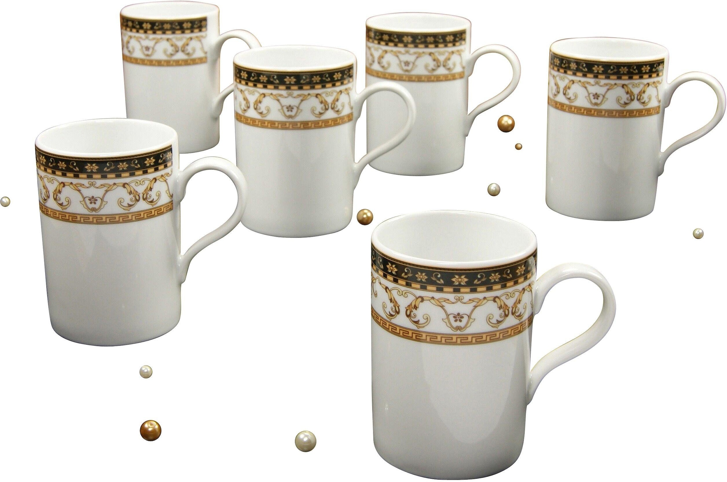 CreaTable Becher »Kaffeebecher Majestosa«, (Set, 6 tlg.), Dekor schwarz  abgesetzt, Tassen Set, 6-teilig online bestellen