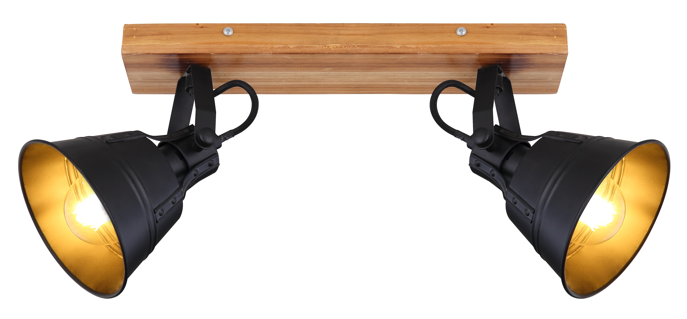 GLOBO LIGHTING Deckenstrahler »GÜNTHER«, Leuchtmittel E27 | ohne Leuchtmittel, Strahler/Holz/schwarz matt/Wohnzimmer/Flur/Arbeitszimmer